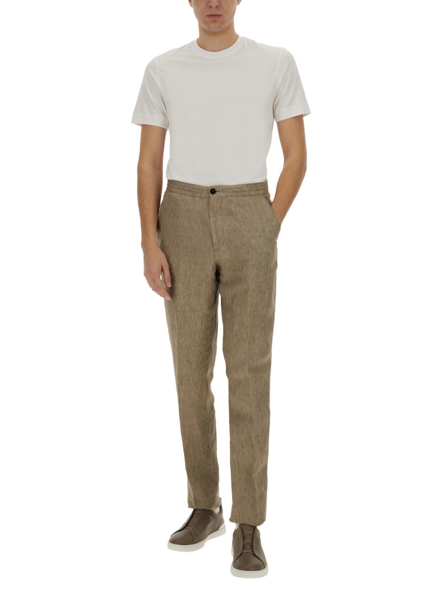 Zegna Stretch Gabardine Denim Jean In Beige
