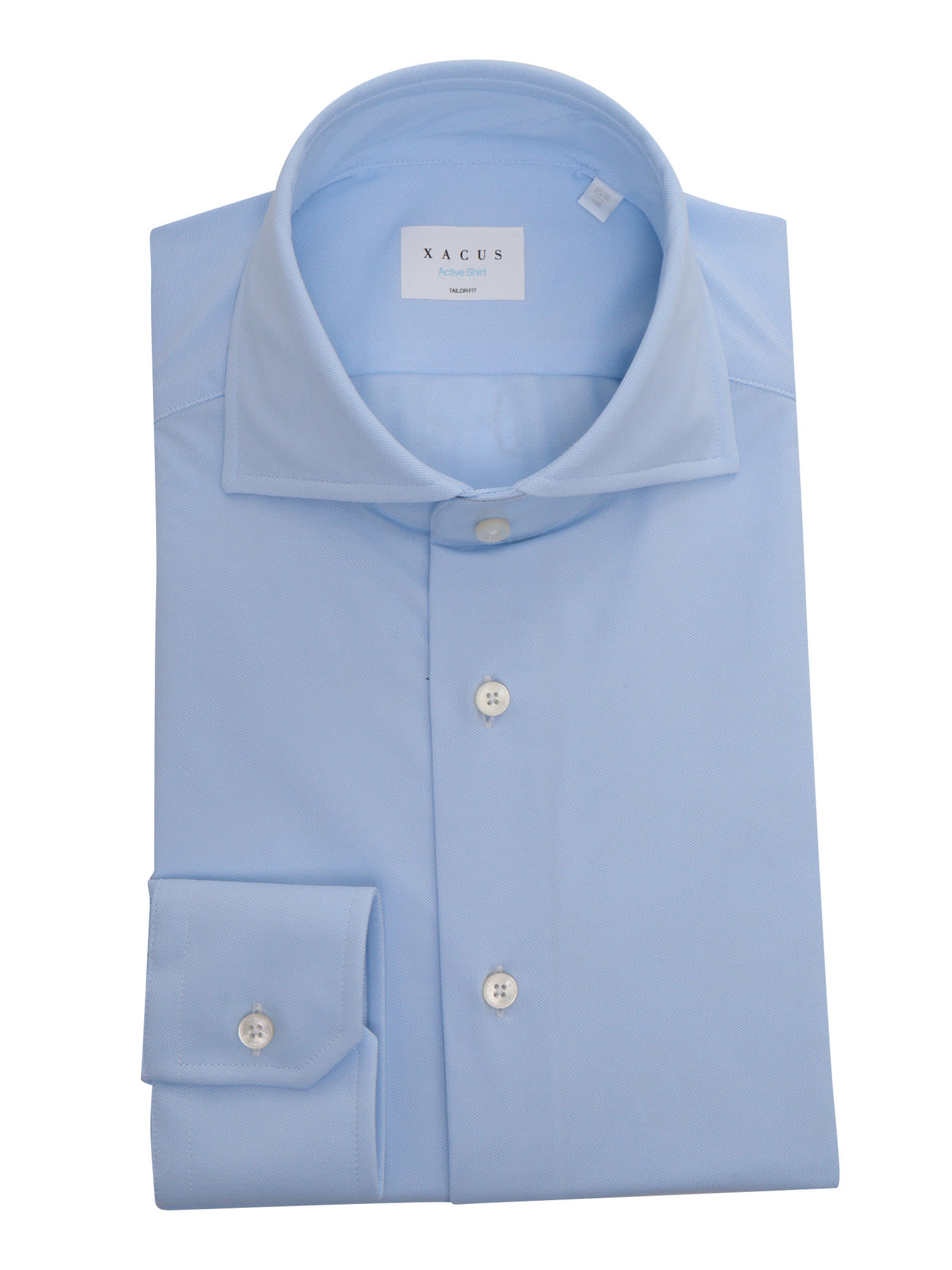Shop Xacus Light Blue Striped Shirt With Pocket In Multicolor