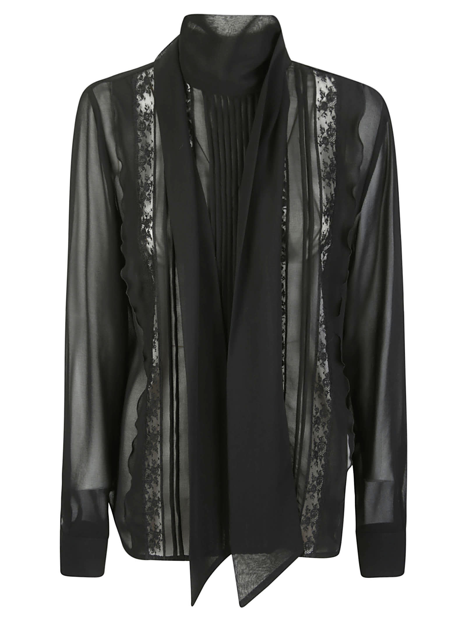 P.a.r.o.s.h Black Shirt With Embroidery And Transparency In 13
