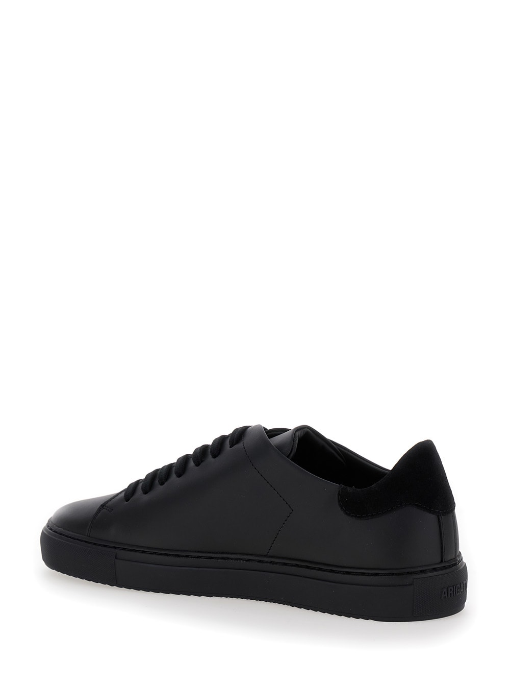 Shop Axel Arigato Clean 90 Black Low Top Sneakers With Laminated Logo In Leather Man