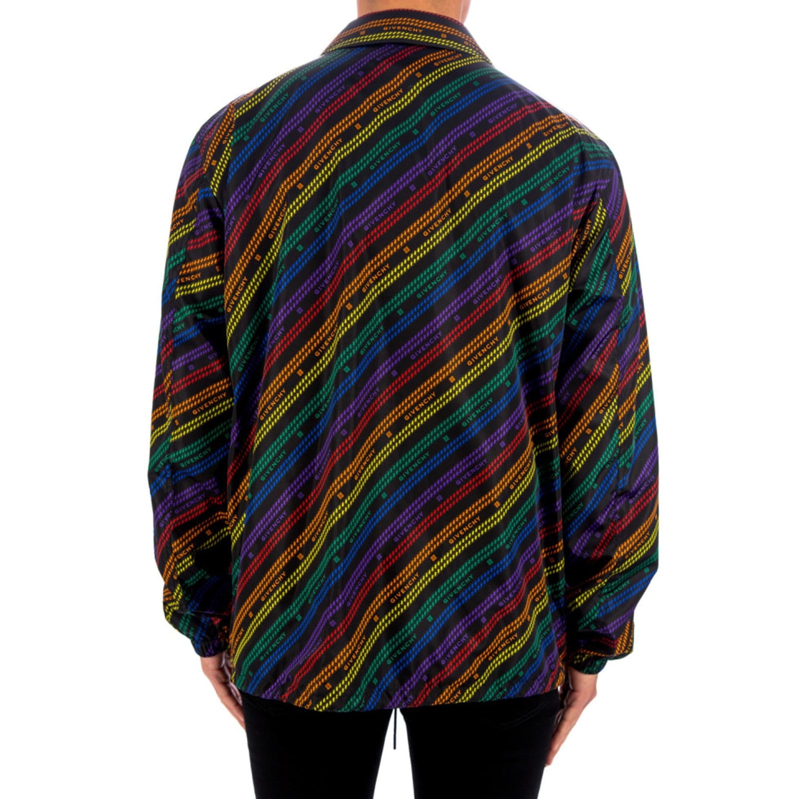 Shop Givenchy Rainbow Chain Nylon Jacket In Black