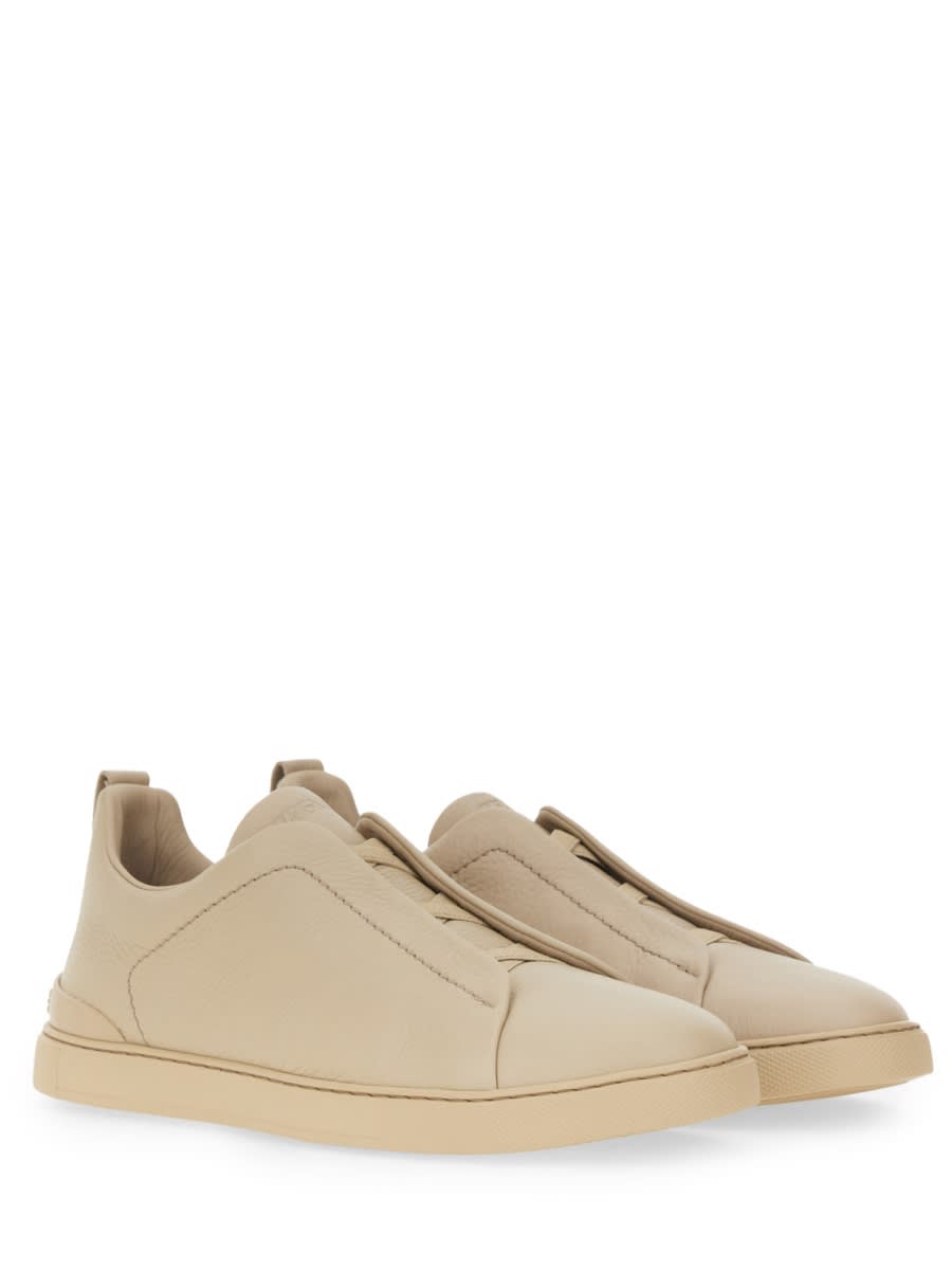 Shop Zegna Triple Stitch Sneaker In Beige