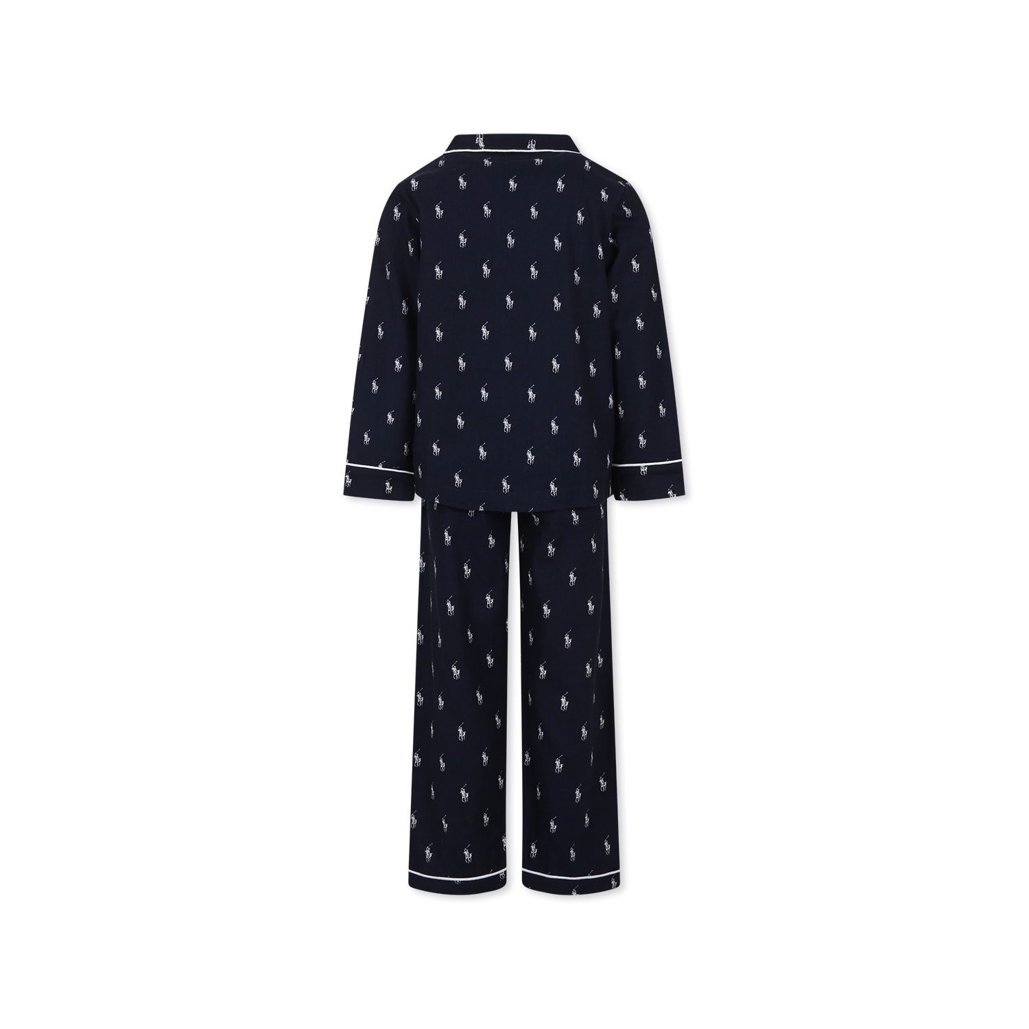 Polo Ralph Lauren Blue Pyjamas For Girl With Horse In Blue
