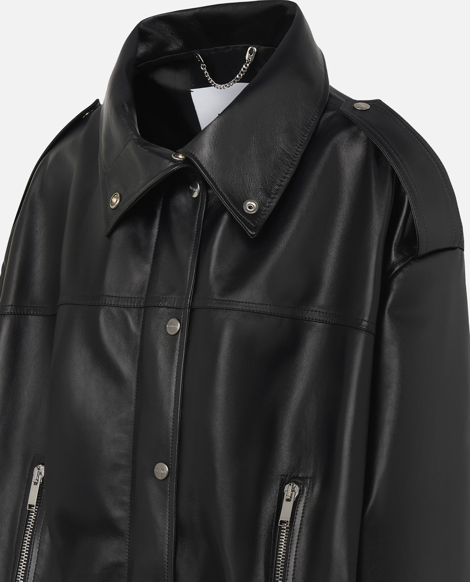 Halfboy Smooth Leather Bomber In Black