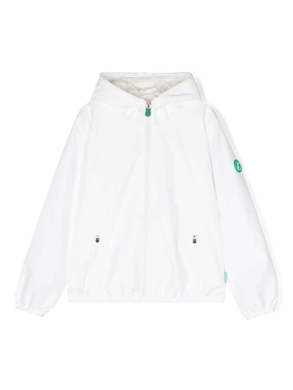 Shop Save The Duck Hooded Windbreaker Jacket In White