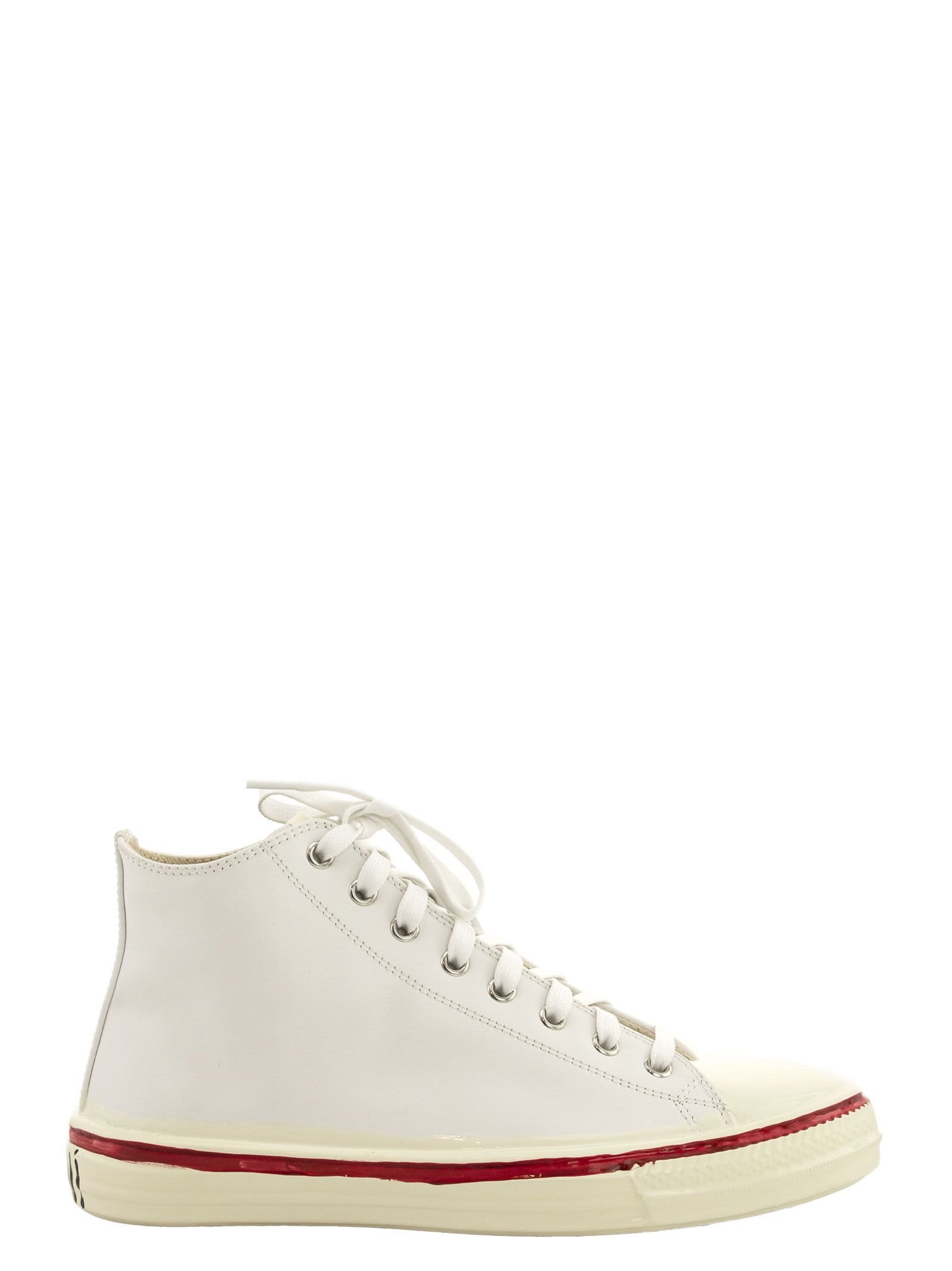 Marni Graffiti White High-top Sneaker In Leather With Partial Rubber Coating