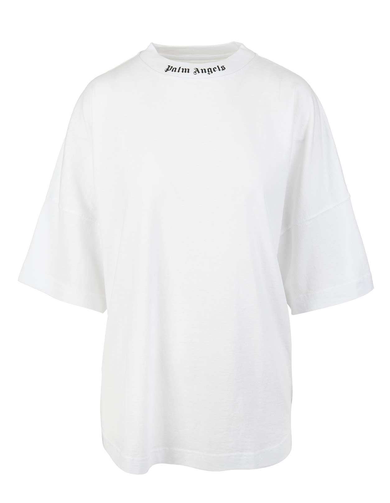 Palm Angels Woman White Oversize T-shirt With Black Logo