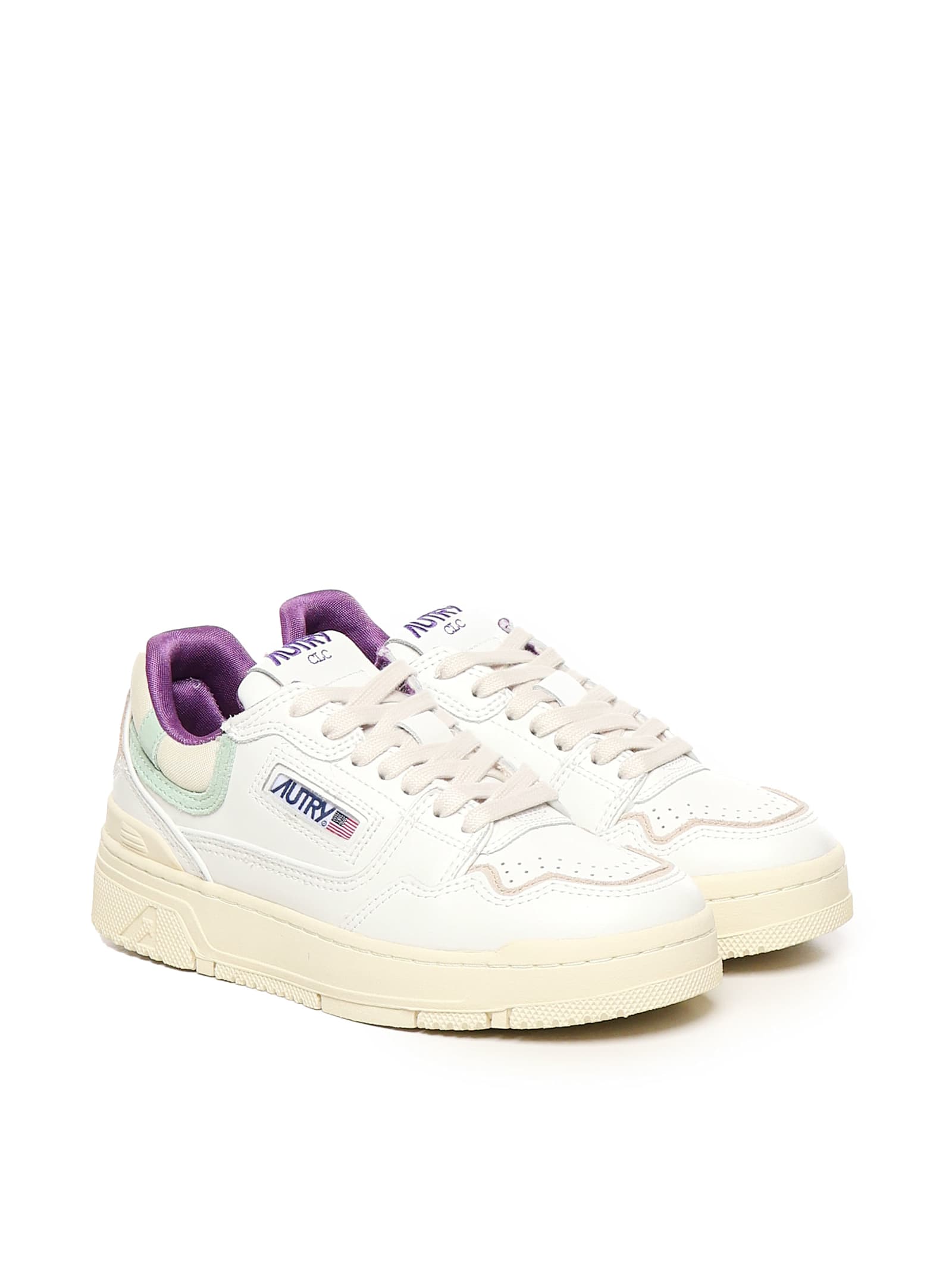 Autry Low Top Leather Sneakers In White, Pink