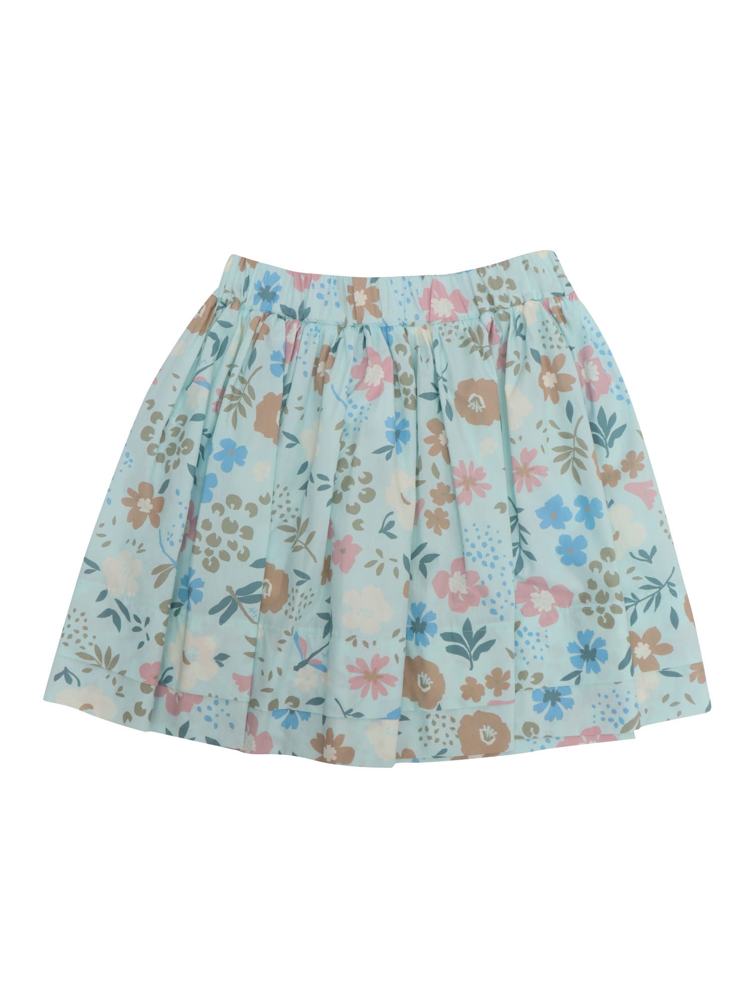 Shop Il Gufo Floral Skirt In Light Blue
