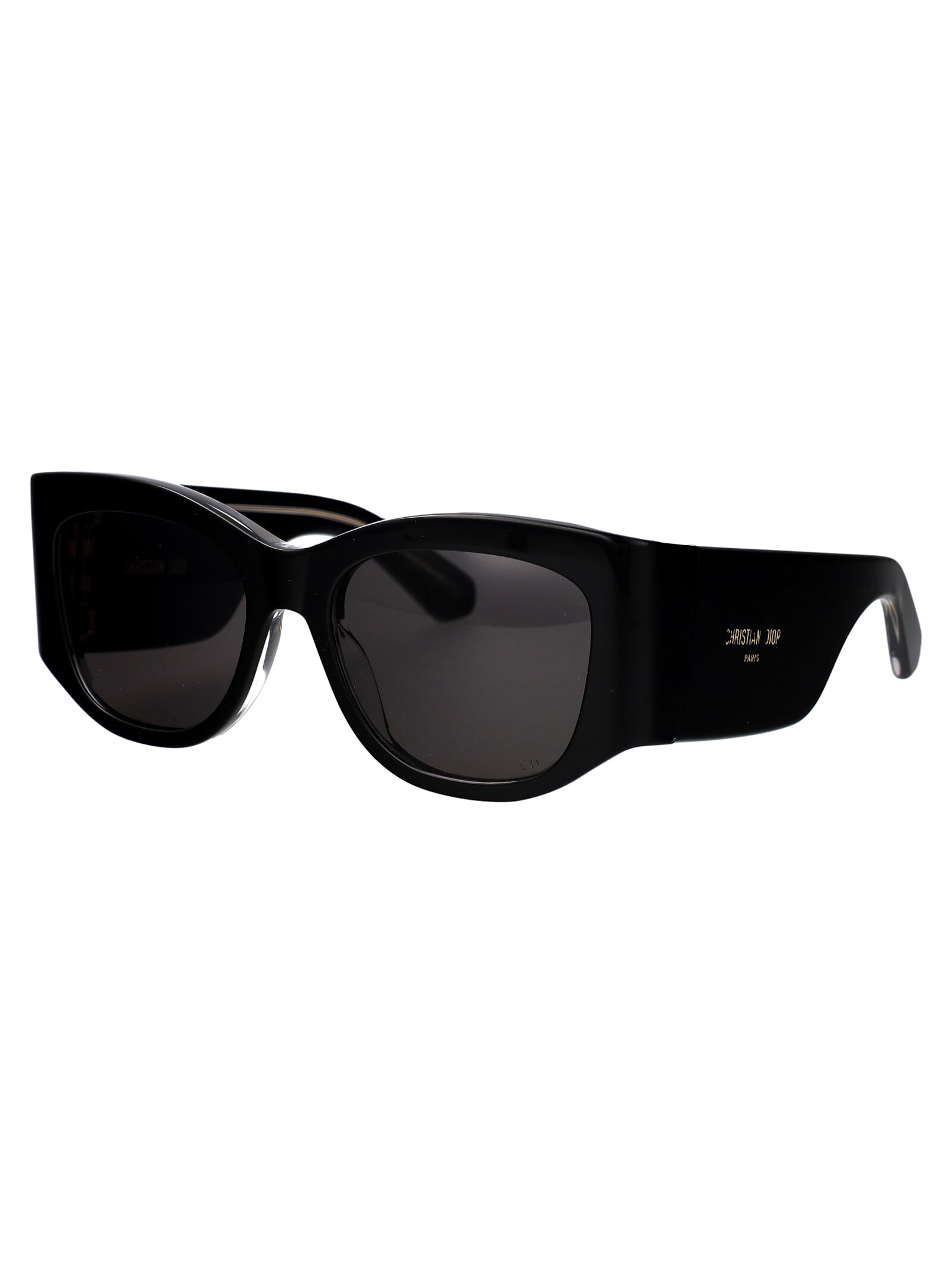 Shop Dior Nuit S1i Sunglasses In 10a0 Shiny Black / Smoke