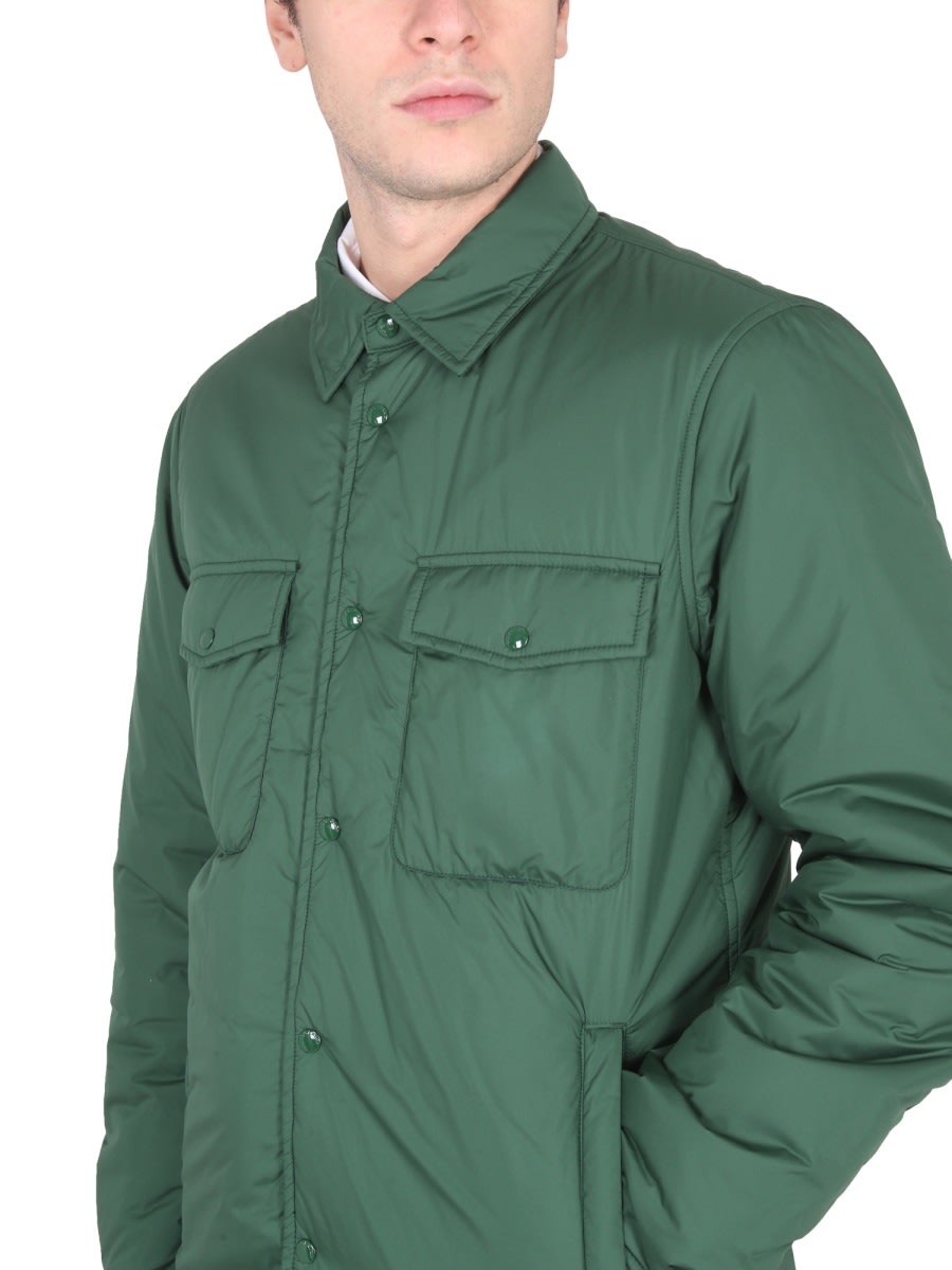 Woolrich Buttoned Padded Jacket In Green