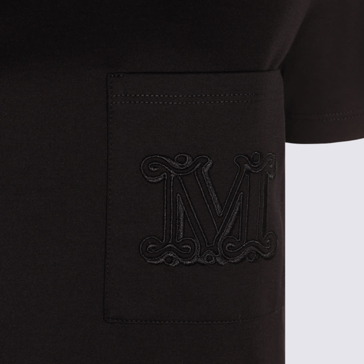 Max Mara Papaia Logo Embroidered T-shirt In Black