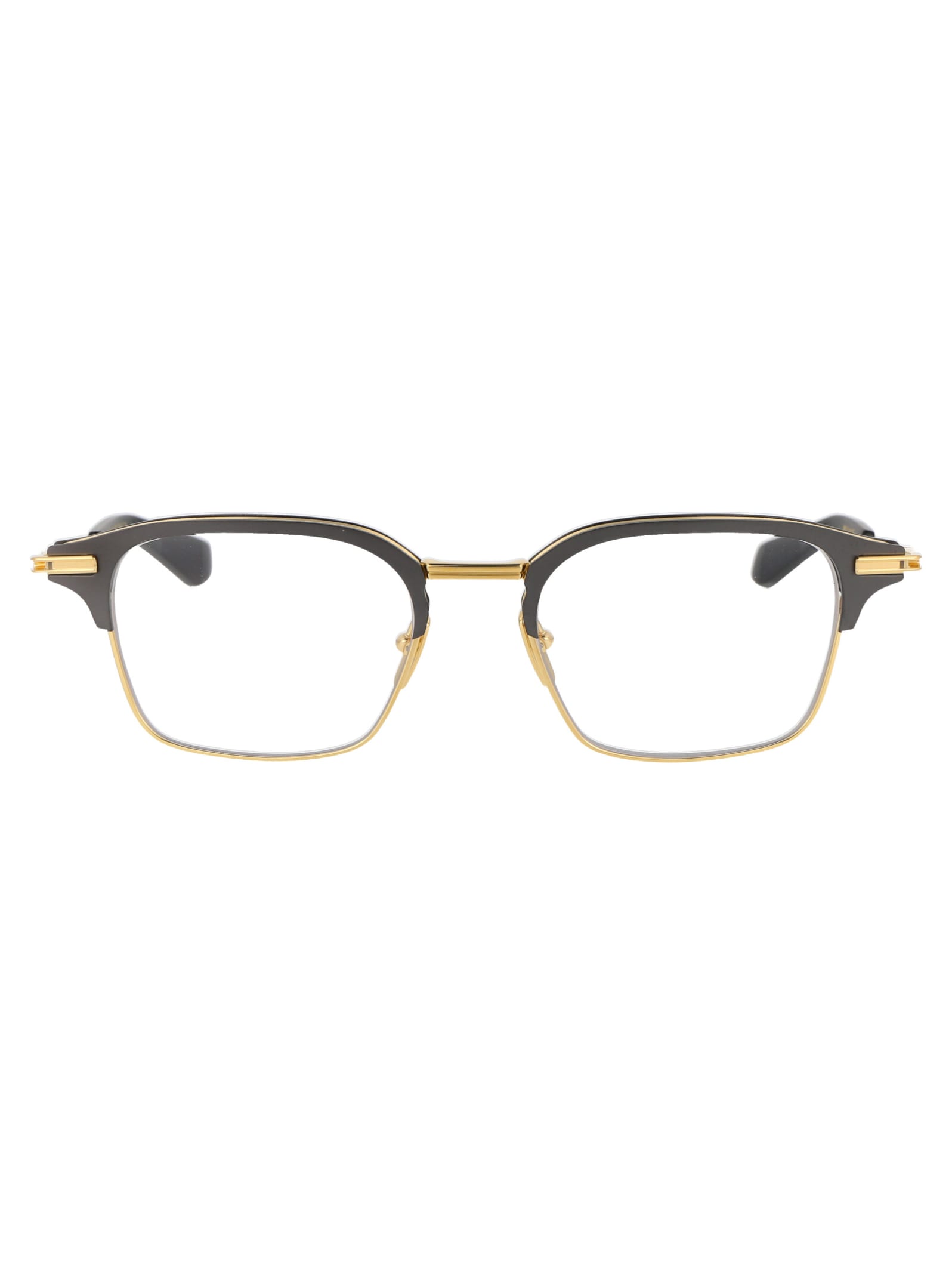Shop Dita Typographer Glasses In Black Iron - Yellow Gold