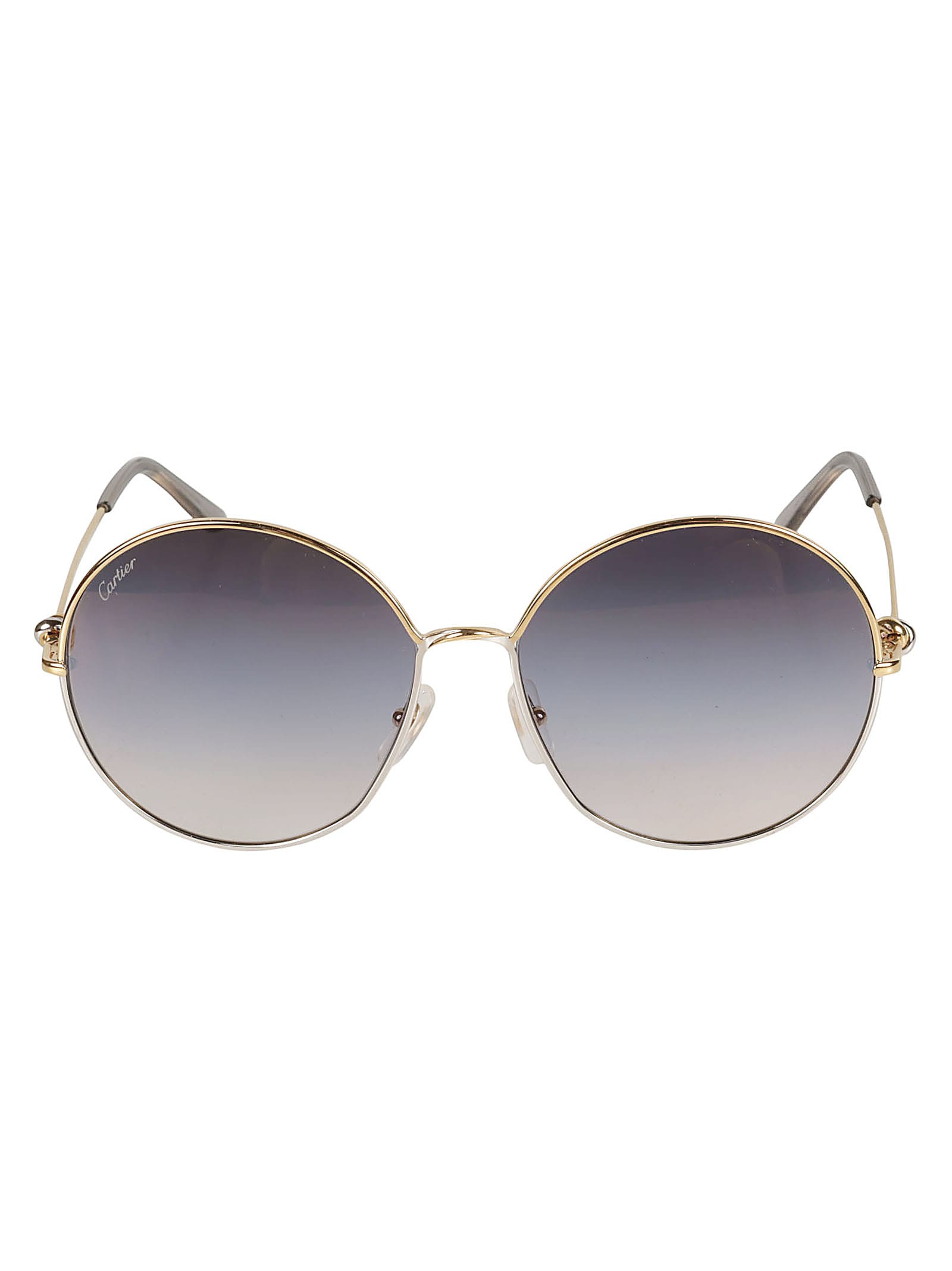 Cartier Round Frame Sunglasses In Gold/grey