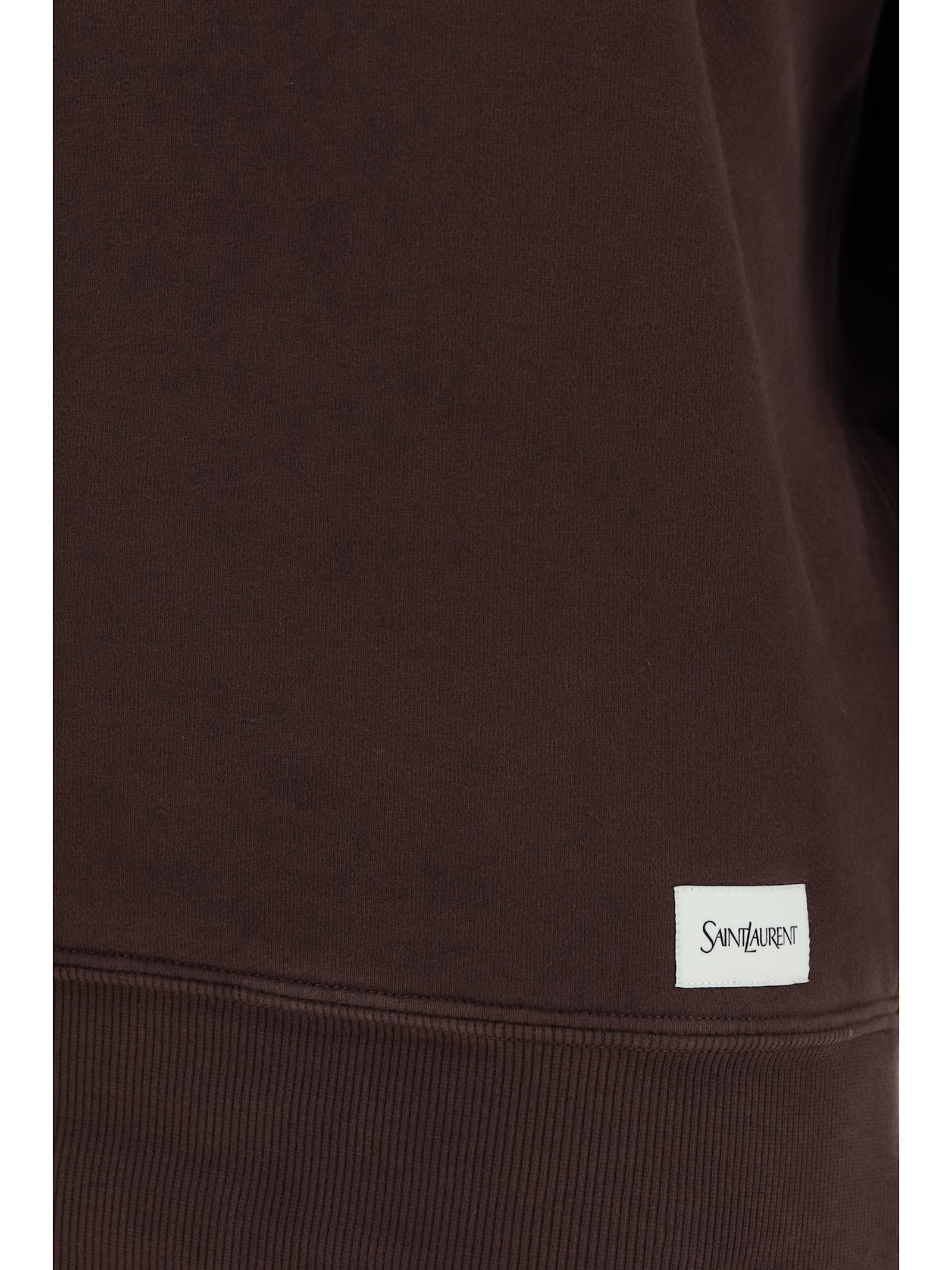 Saint Laurent Chocolate Cotton Oversize Sweatshirt In Taupe Glace