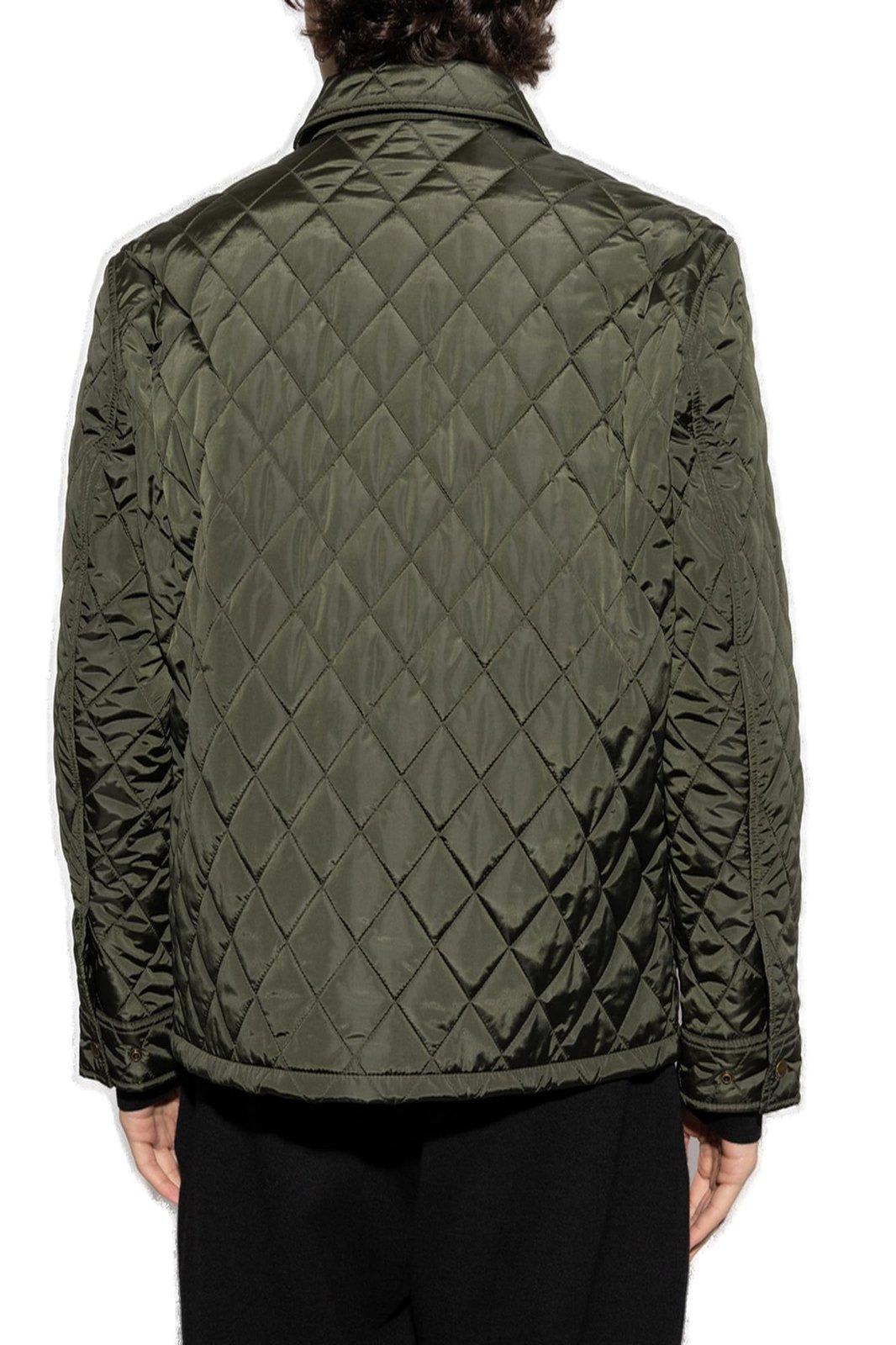 Burberry Long Sleeved Quilted Padded Jacket In Shale