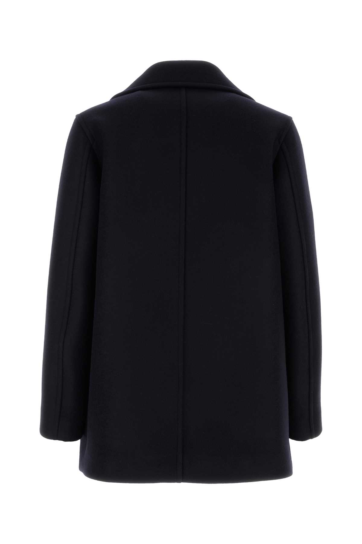 Shop Jil Sander Navy Blue Felt Coat