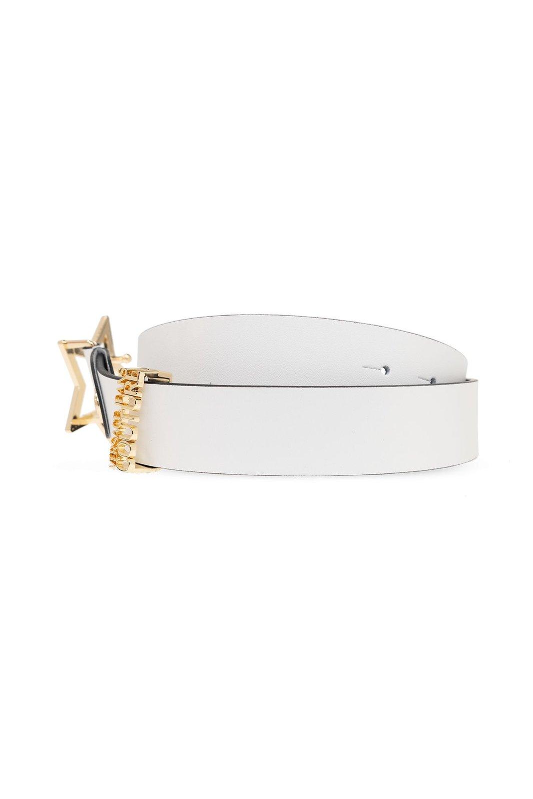 Shop Versace Jeans Couture Logo Lettering Buckle Belt In White