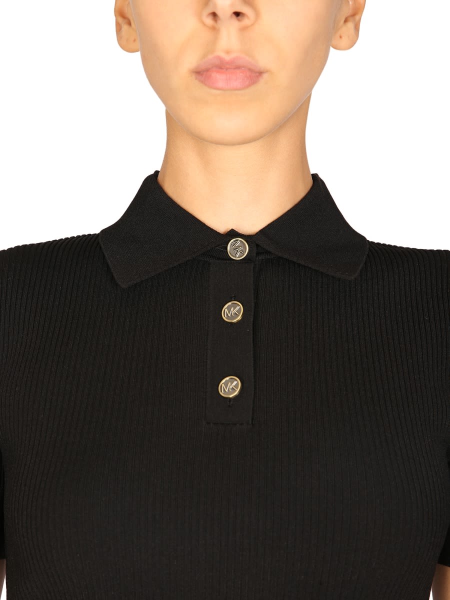 Shop Michael Kors Polo Shirt With Logo Buttons In Black