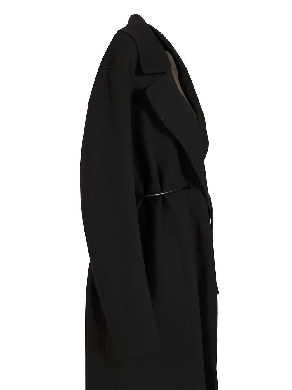 Sportmax Double Wool Dressing Gown Coat In Black