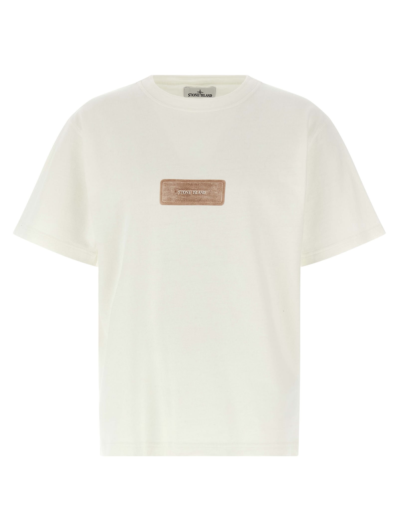 Stone Island Raw Beauty Recycled Cotton Archive Print T-shirt In White