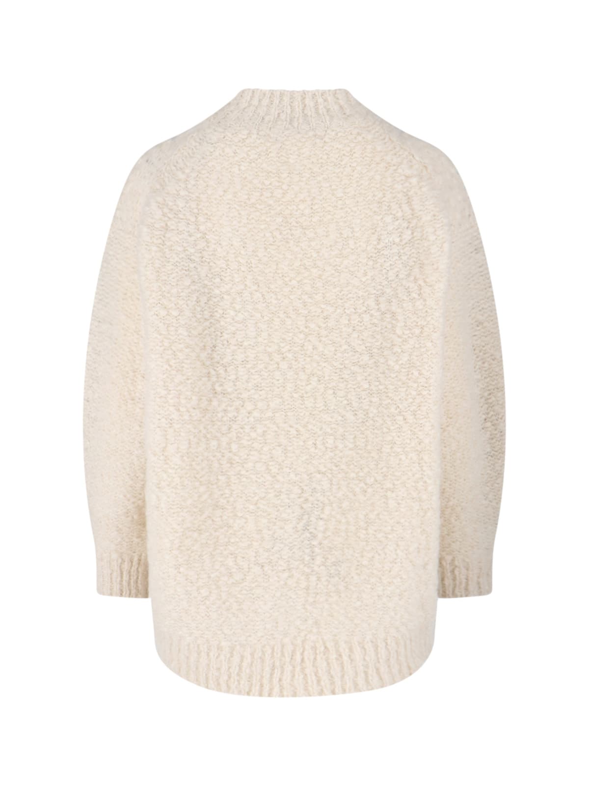 Isabel Marant Relaxed Fit High Neck Sweater With Longer Hem In White