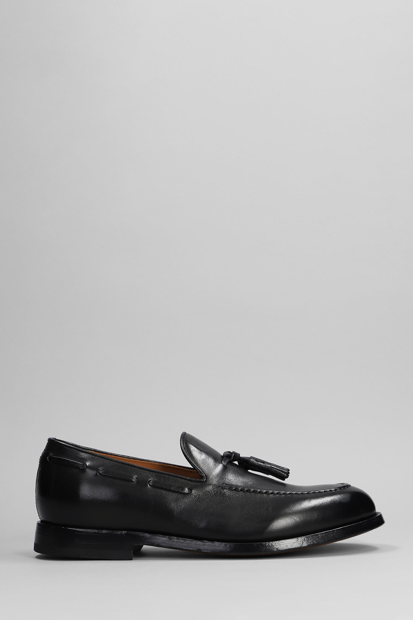 GREEN GEORGE LOAFERS IN BLACK LEATHER