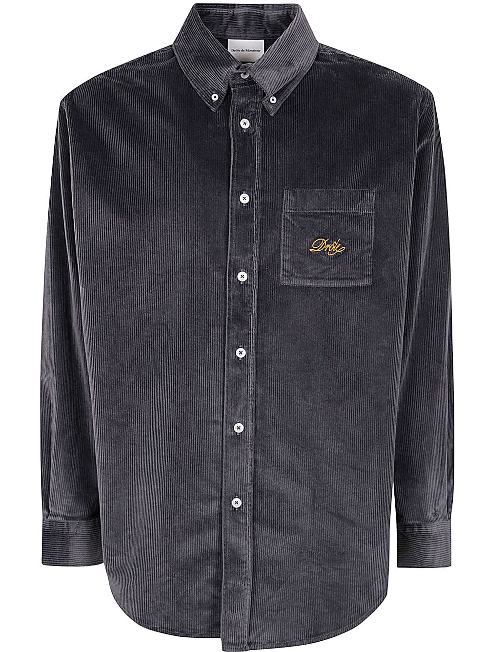 Shop Drôle De Monsieur Le Chemise Drole Corduroy In Dark Grey