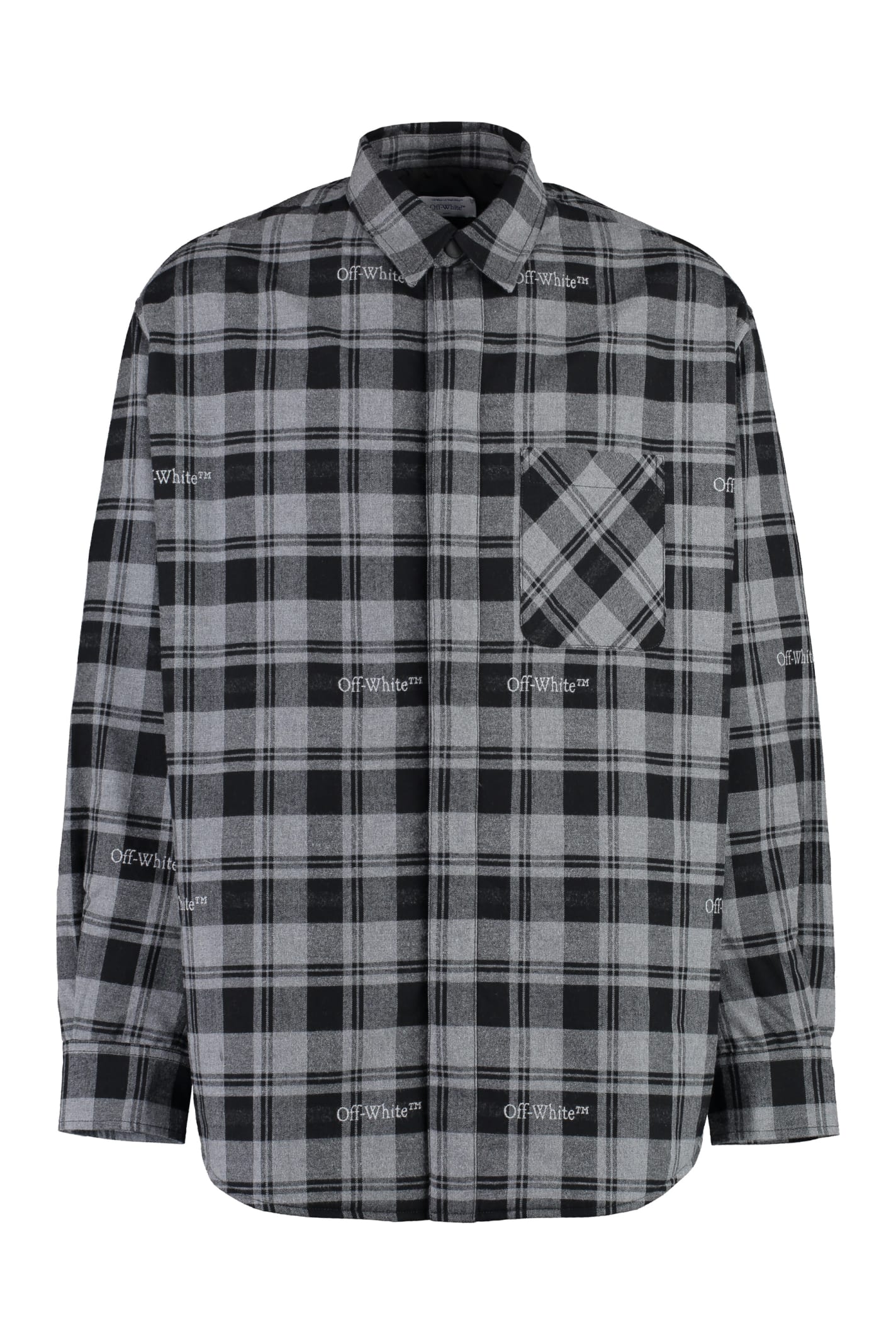 Shop Off-white Cotton Overshirt In Grey