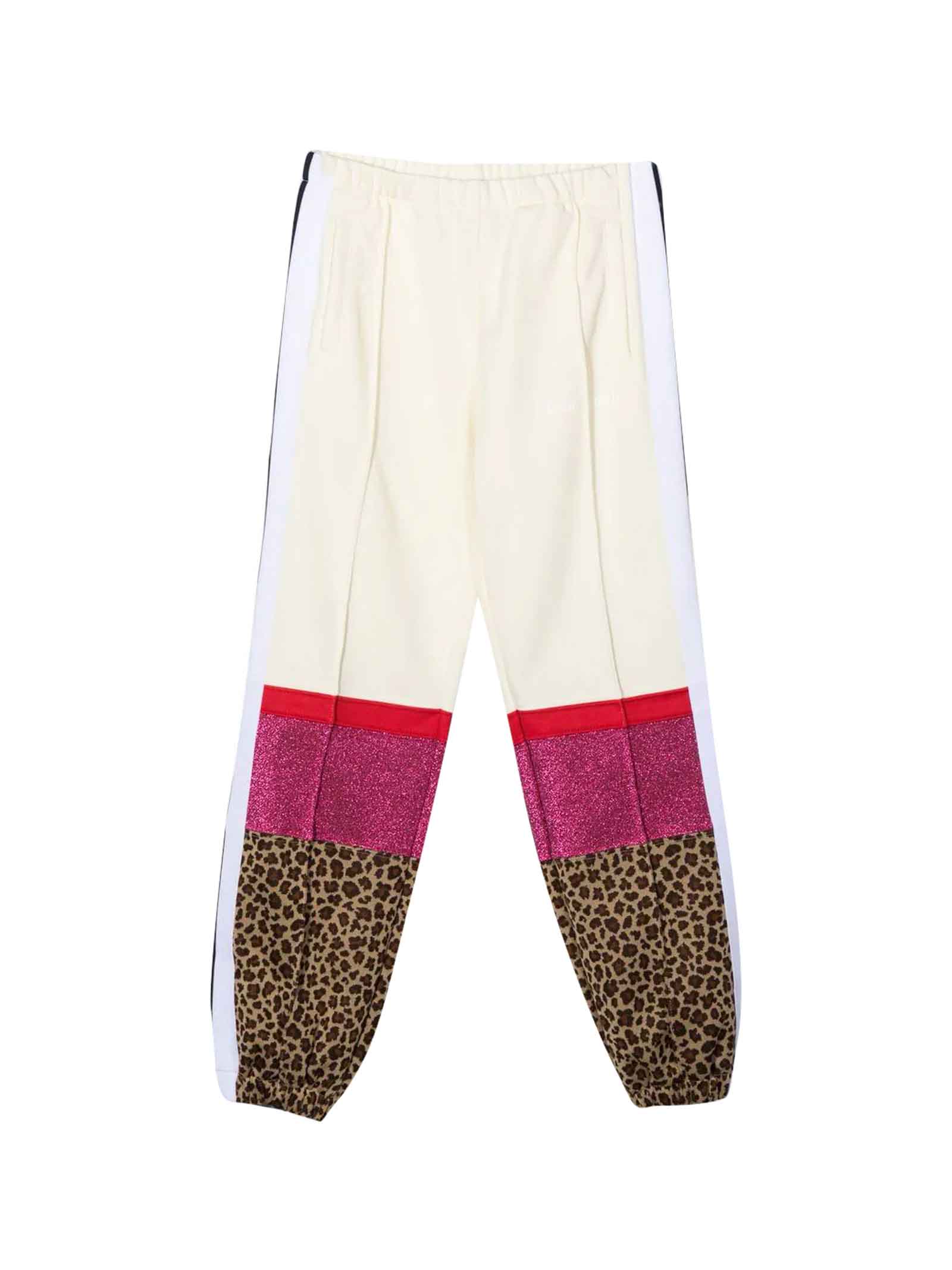 Palm Angels Girl Sports Trousers With Leopard Print