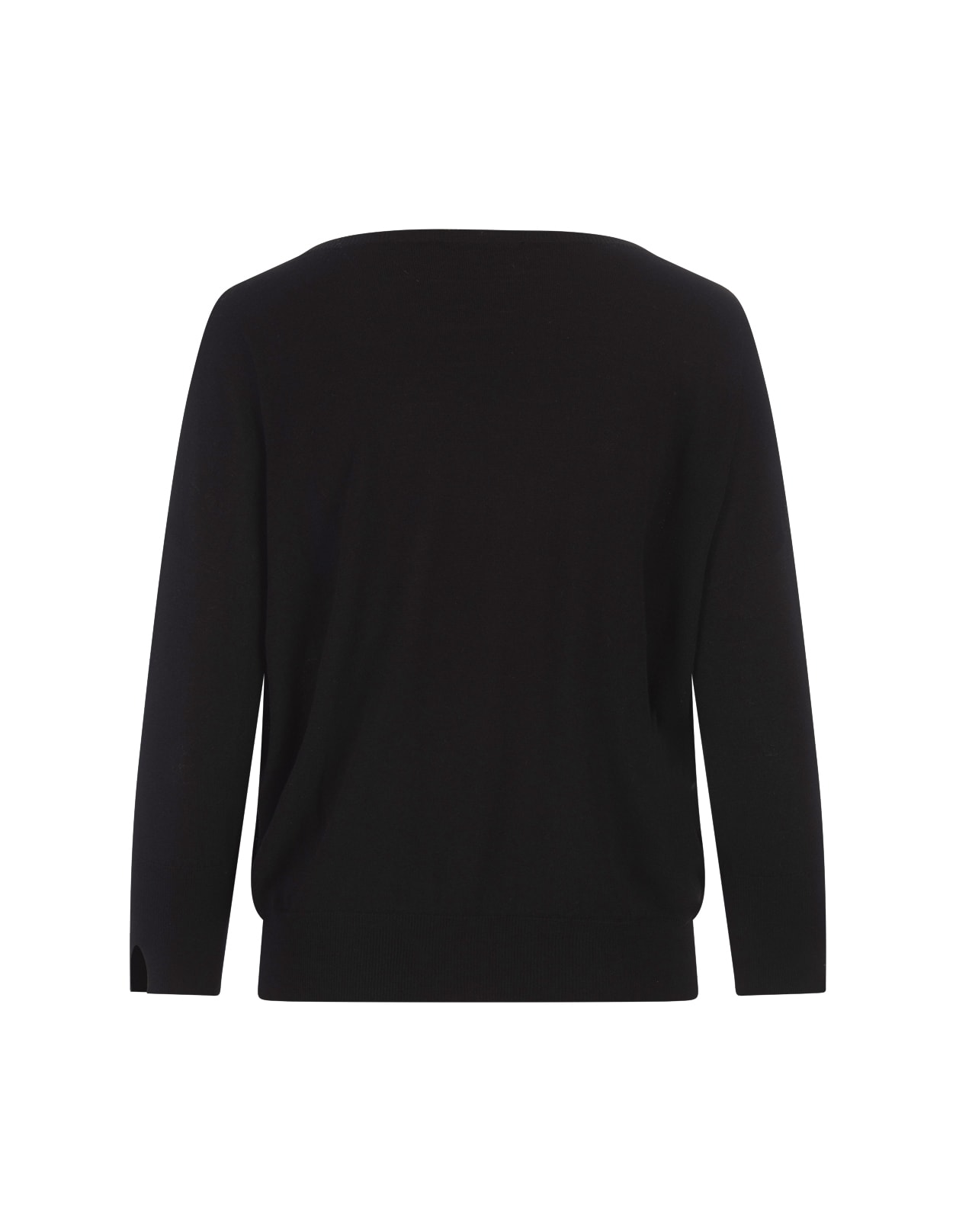 Shop Zanone Black Basic Sweater With Boat Neckline