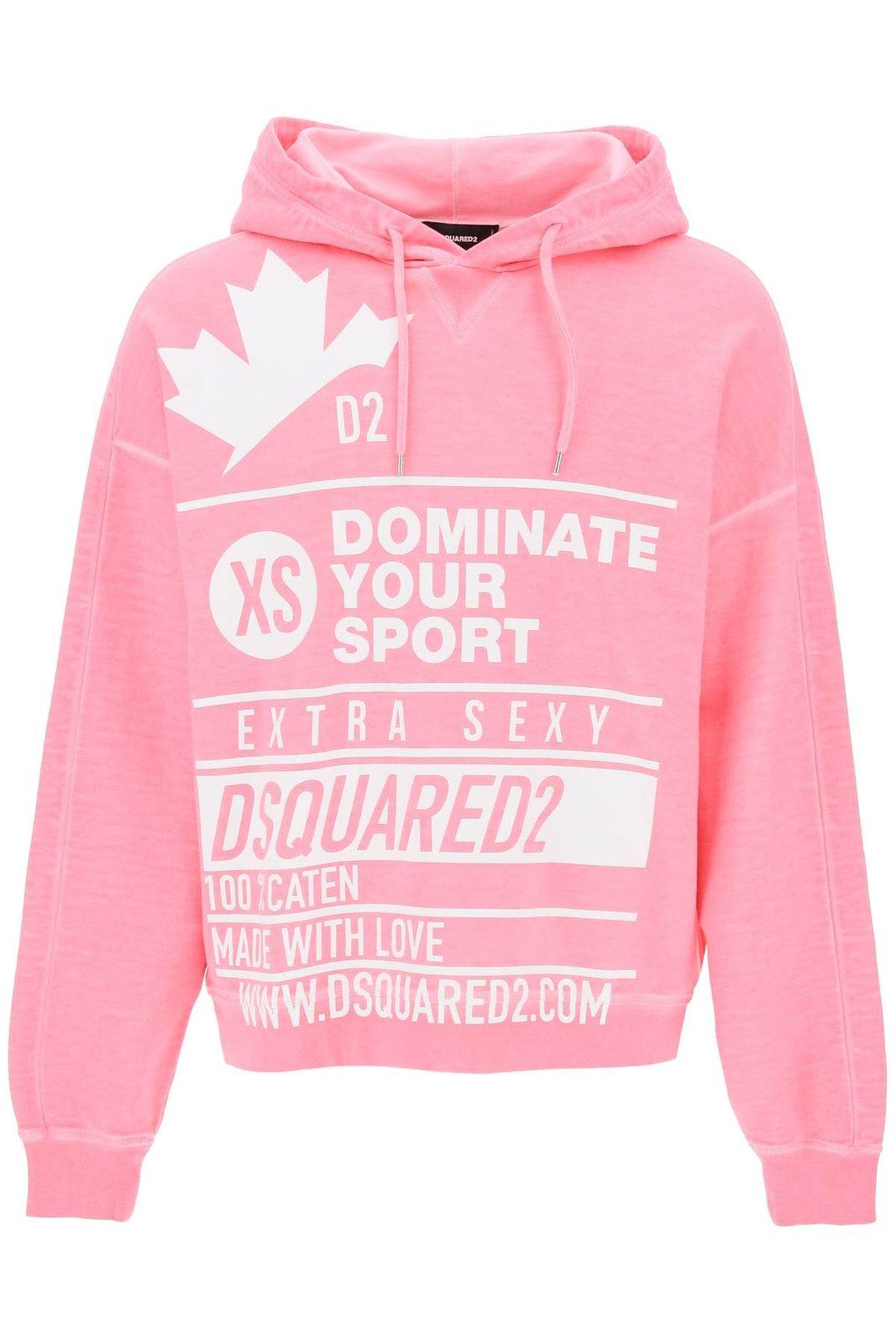 Shop Dsquared2 Logo-printed Drawstring Hoodie In Pink