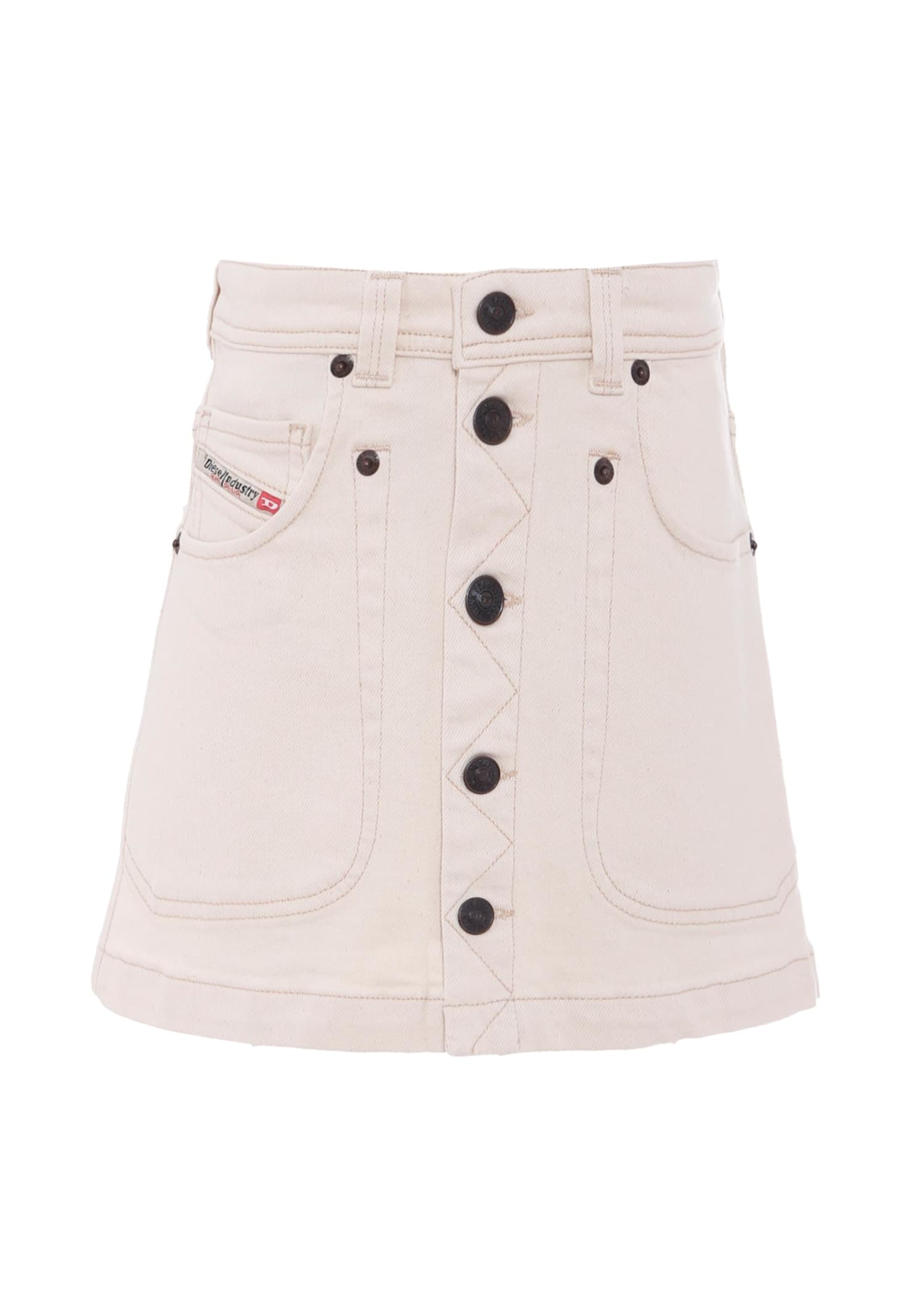 Diesel Ivory Skirt For Girl With Logo In Neutral