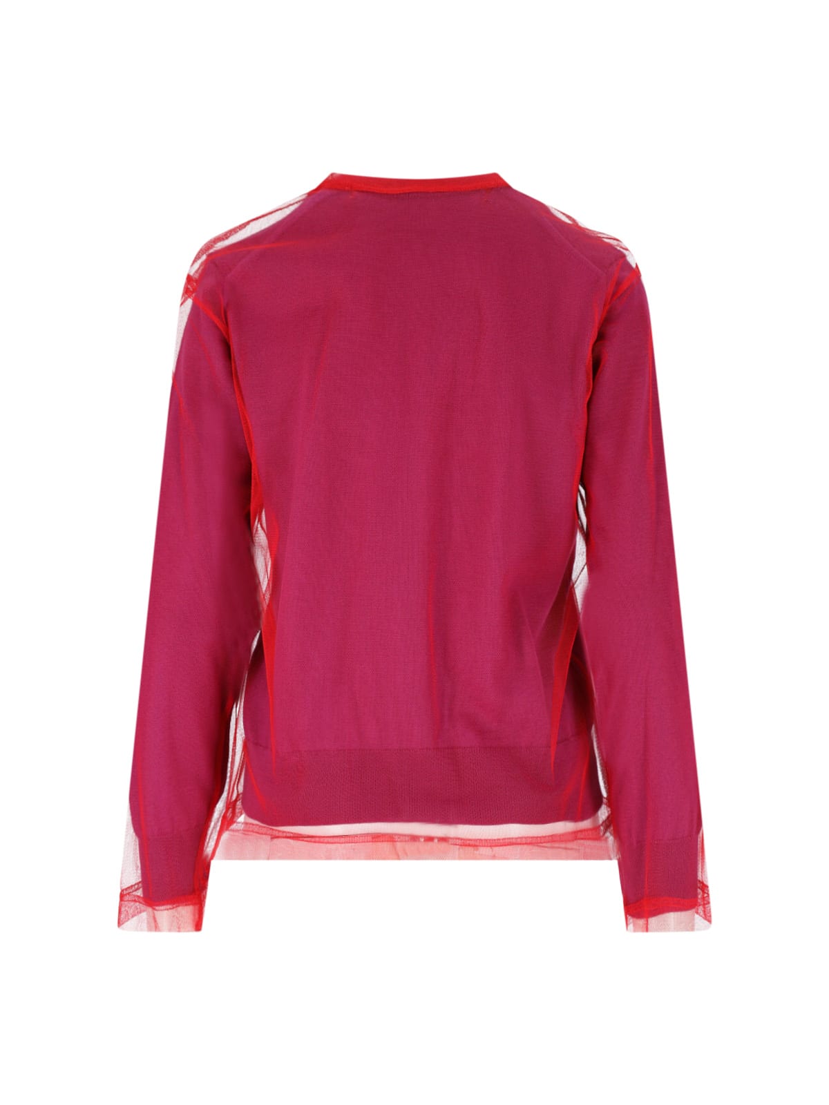 Comme Des Garçons Crewneck Knitwear With Long Sleeves And Sheer Fabric In Purple