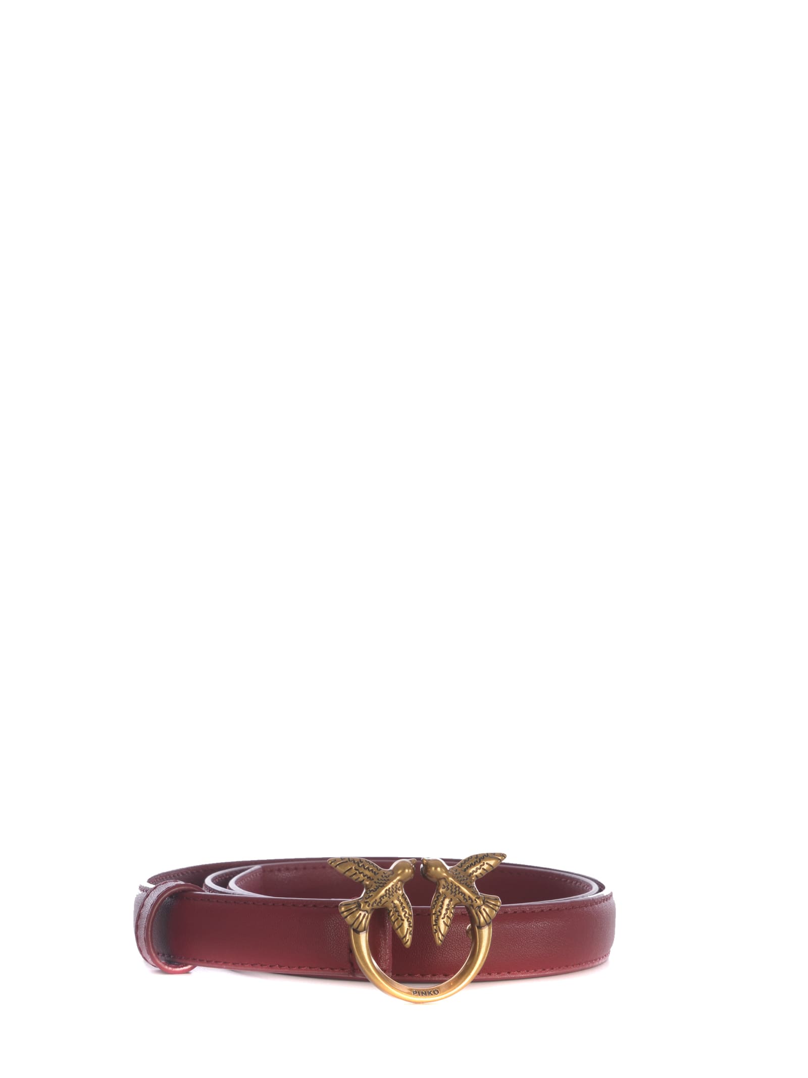 Pinko Belt  Love Berry In Soft Leather In Red