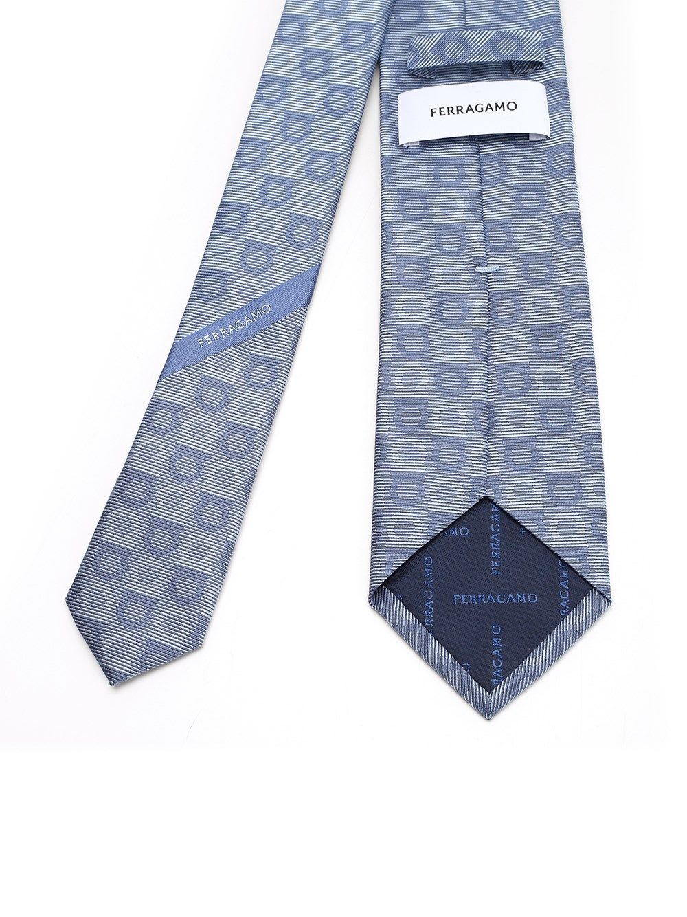 Shop Ferragamo Gancini Jacquard Silk Tie In Light Blue