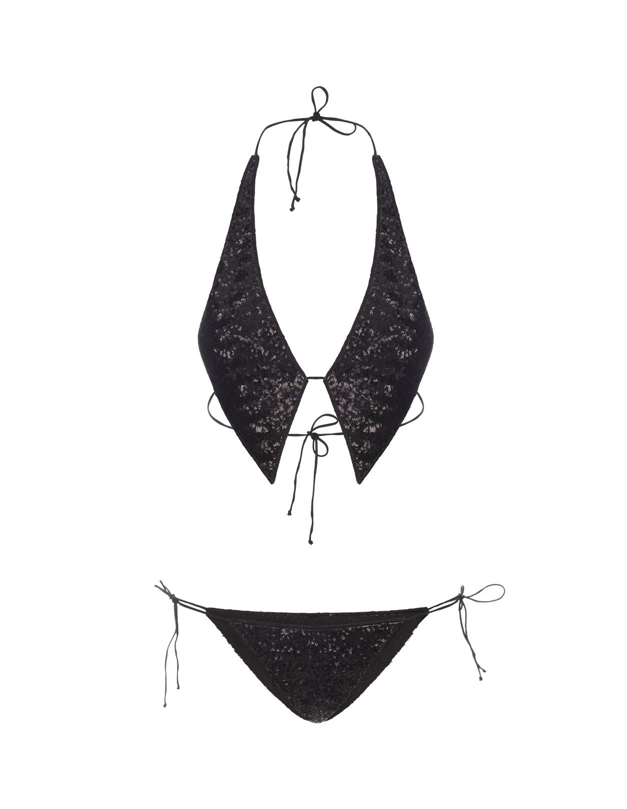 OSEREE BLACK PAILLETTES TIE BIKINI 