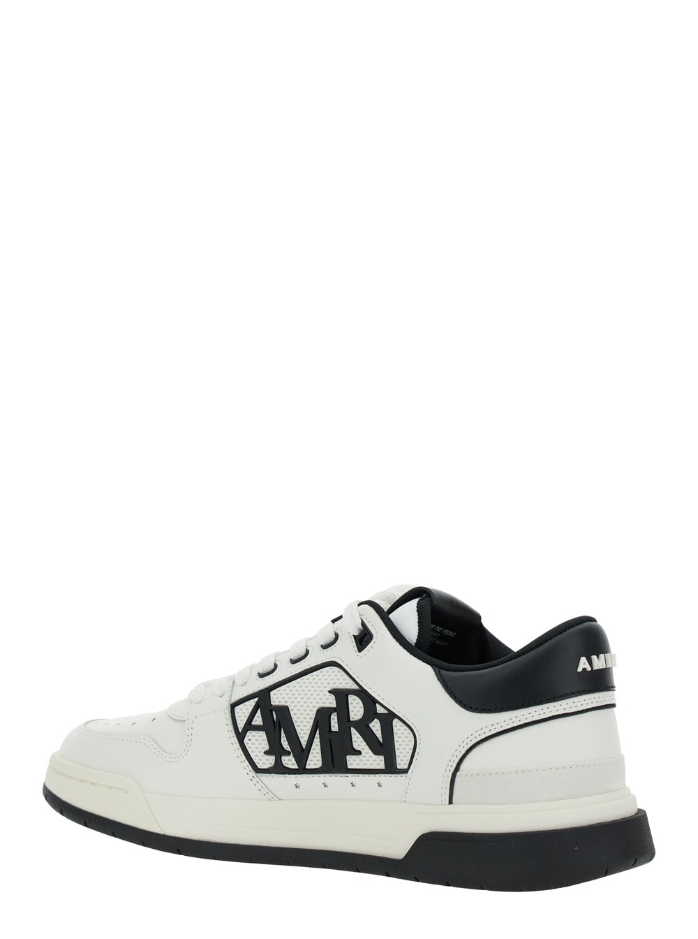 Amiri White Low Top Sneakers With Logo Patch On The Side And Contrasting Heel With Logo Lettering In Leath