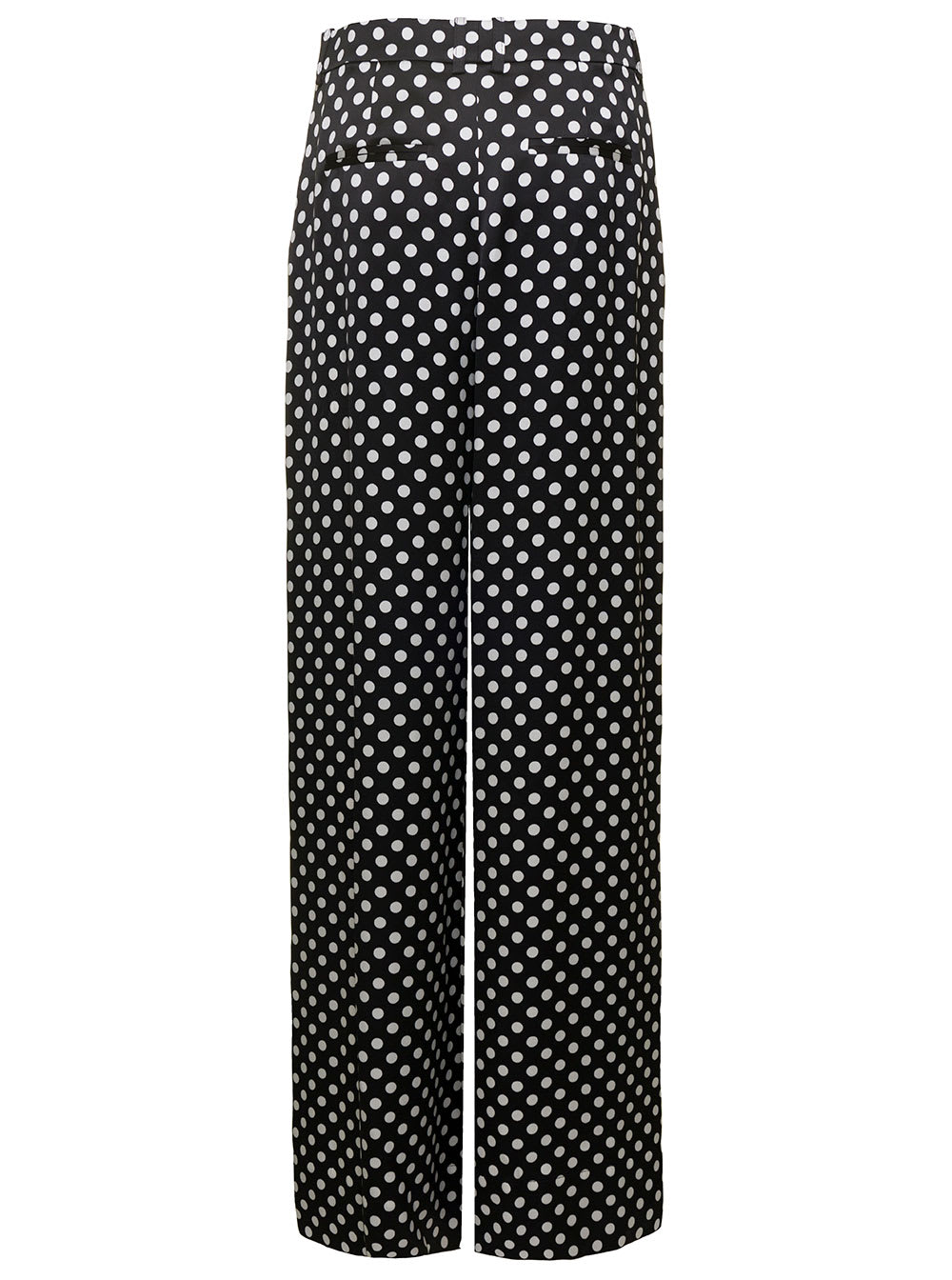 Shop Saint Laurent Black And White Palazzo Pants With Polka Dots Motif In Satin Woman In White/black