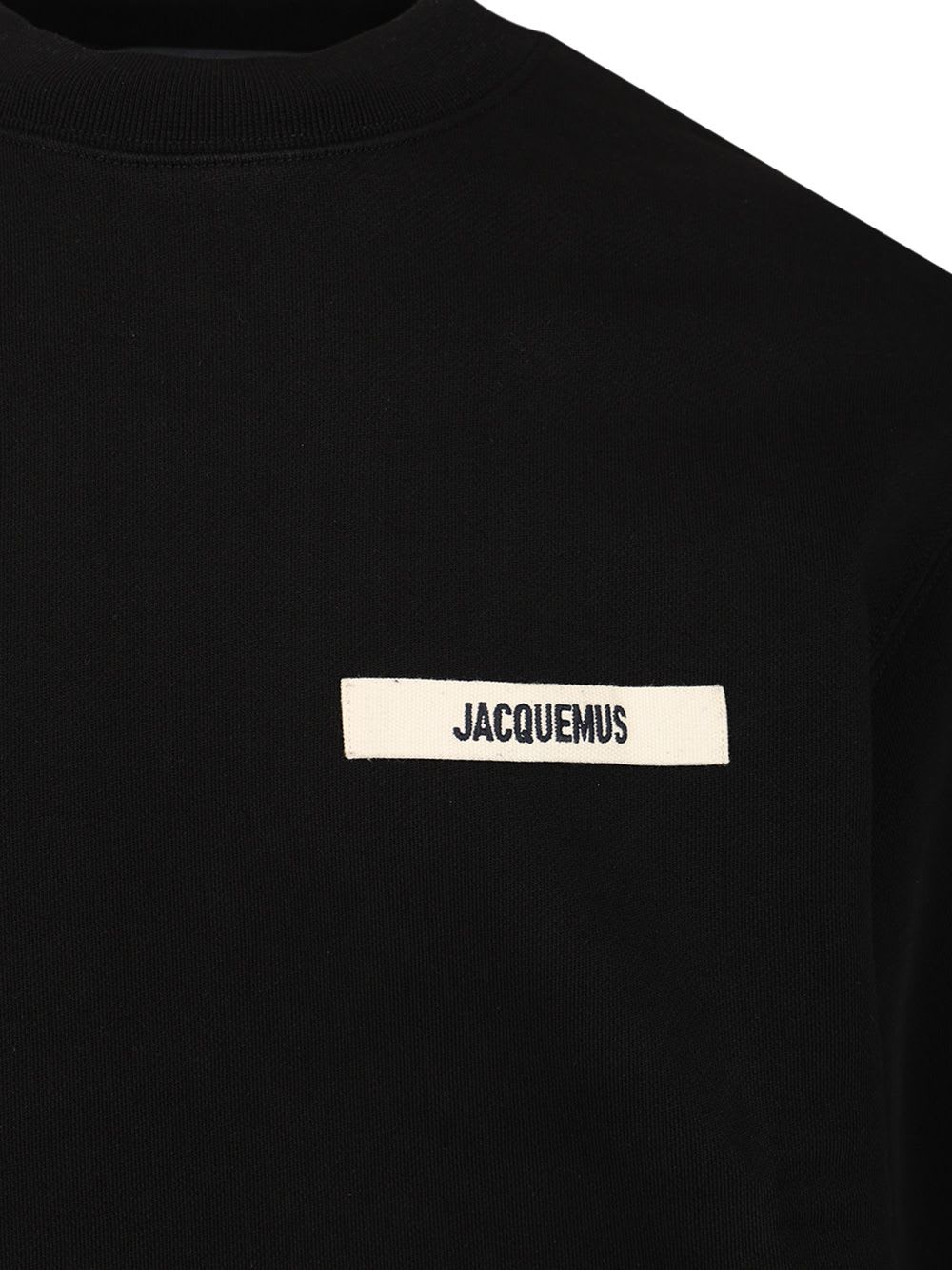 Jacquemus Gros Grain Textured Crew Neck Sweatshirt In Black
