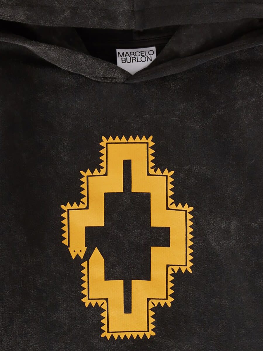 Marcelo Burlon County Of Milan Logo-print Long-sleeved Hoodie In Black