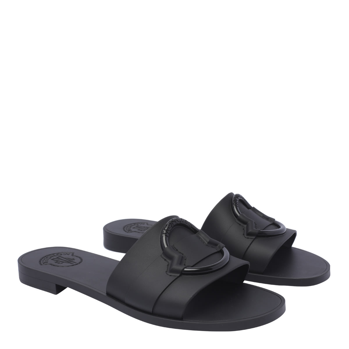 Shop Moncler Slide Sandals In Black