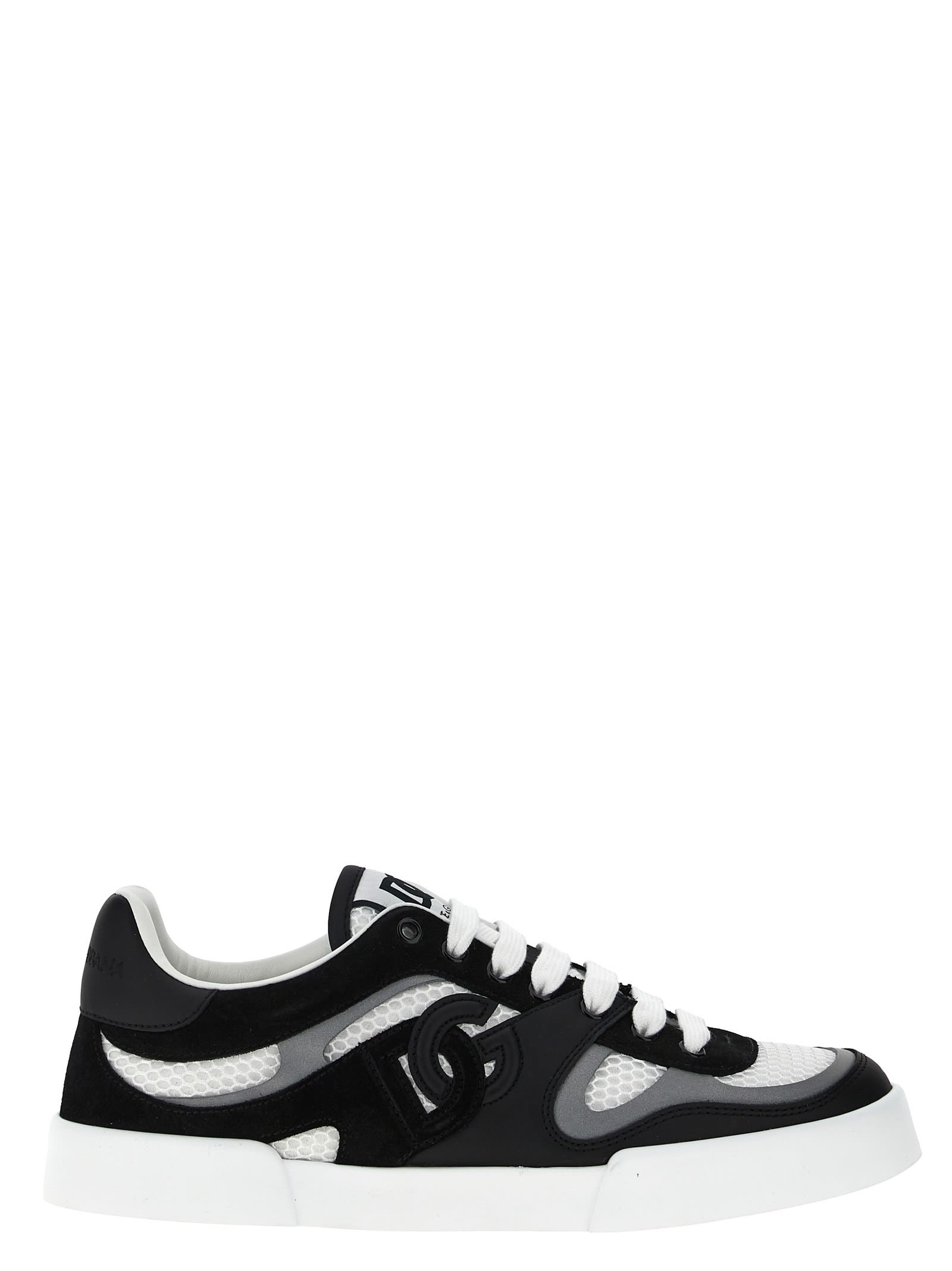 Dolce & Gabbana White And Black Portofino Light Sneakers