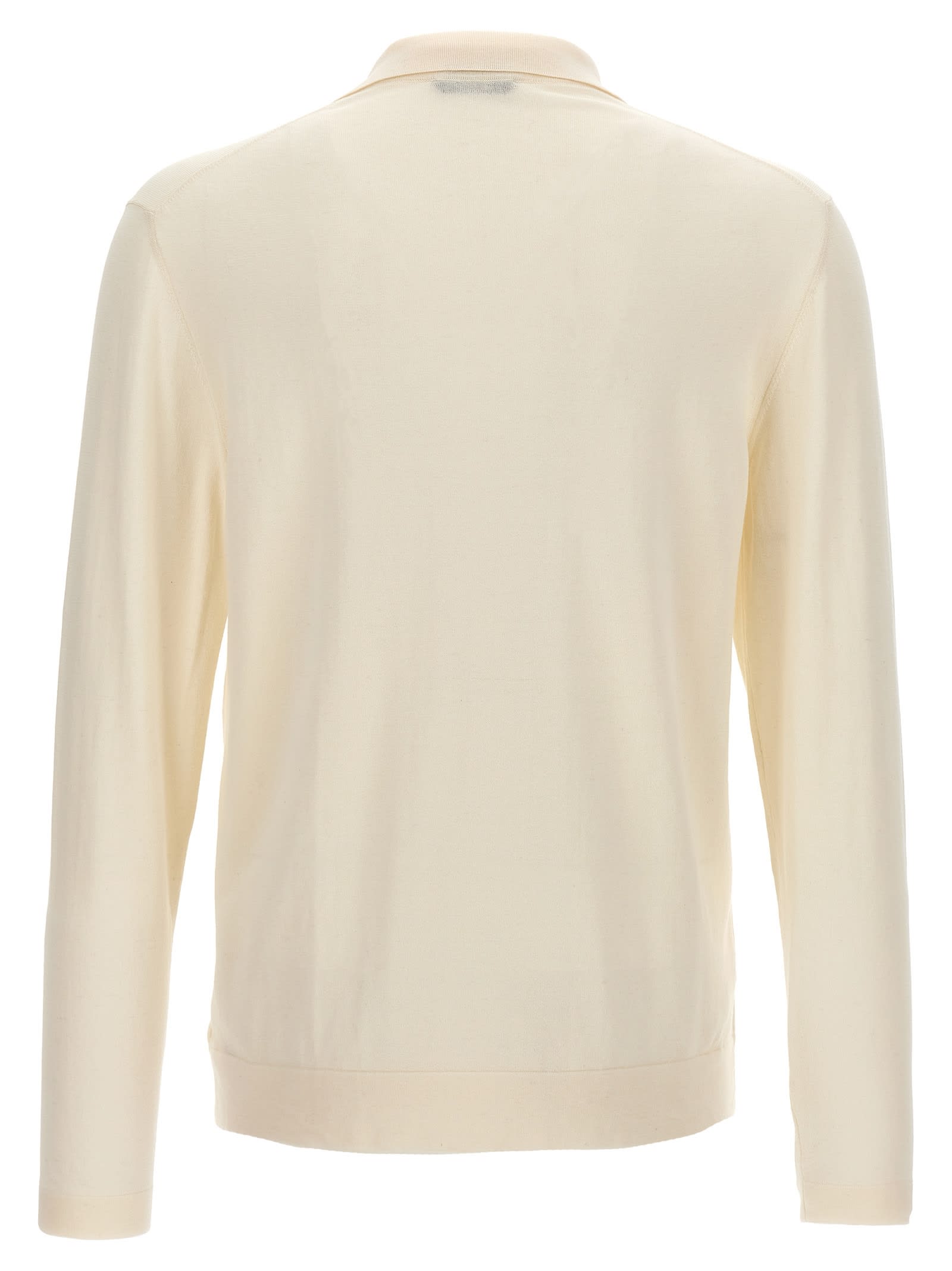Shop Zanone Cotton Silk Polo Shirt In White