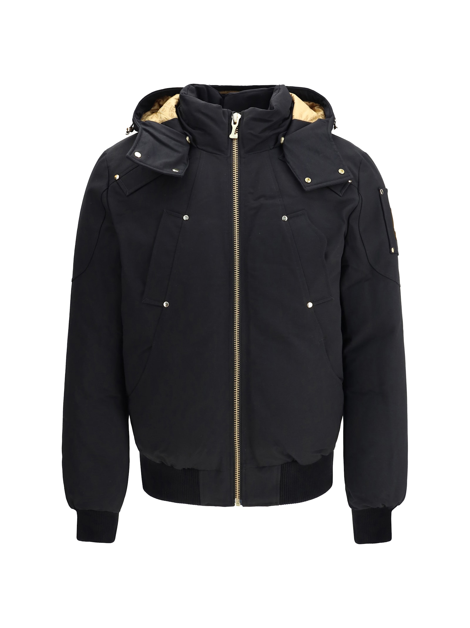 Moose Knuckles Gold Ballistic Neoshear Bomber In Black