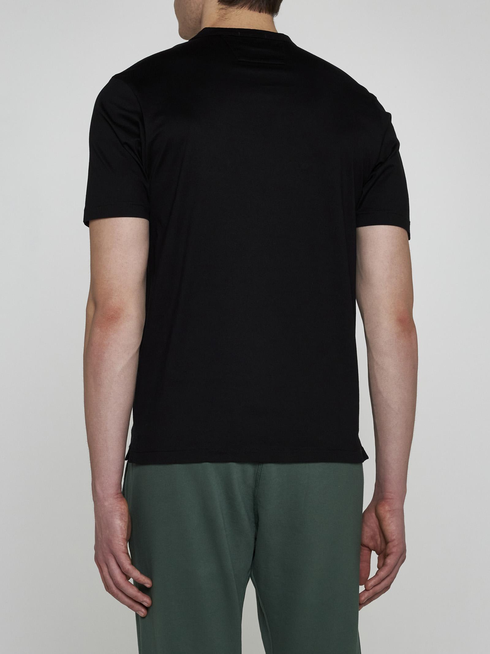 Shop C.p. Company Logo And Pockets Cotton T-shirt In Black