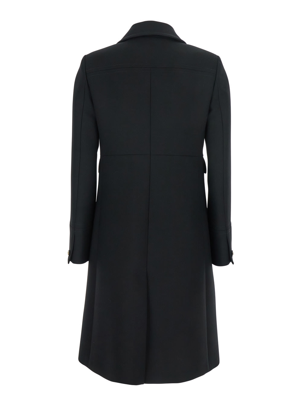Gucci Black Double-breasted Coat With Spread Collar In Wool Woman In Black