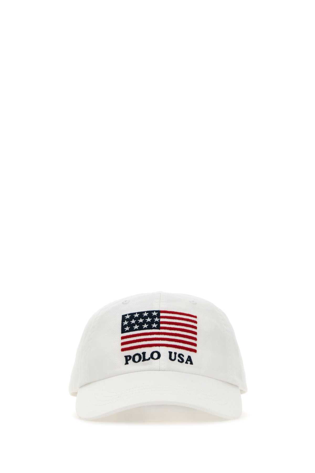 Shop Polo Ralph Lauren White Cotton Baseball Cap In Ceramicwhite