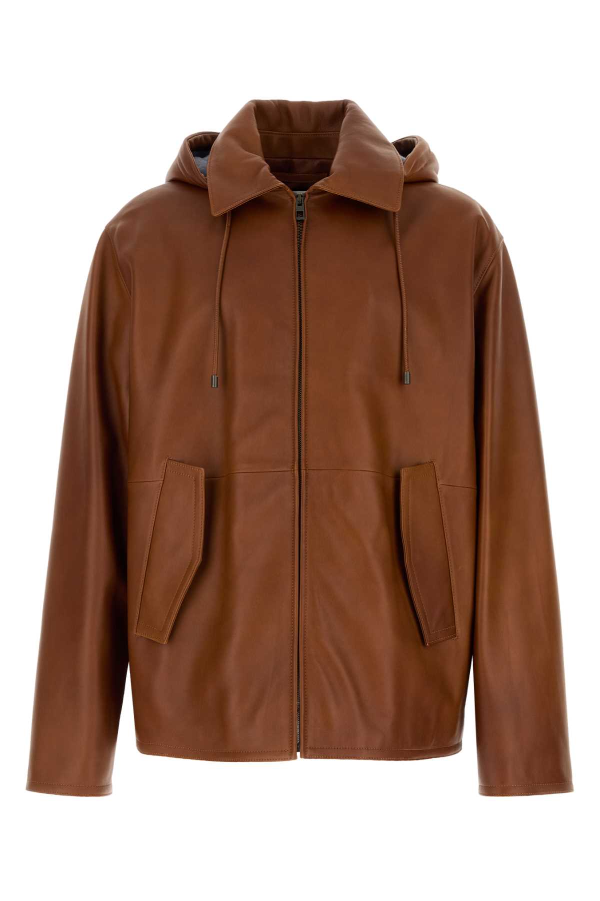 Shop Loewe Caramel Nappa Leather Jacket In Earthbrown