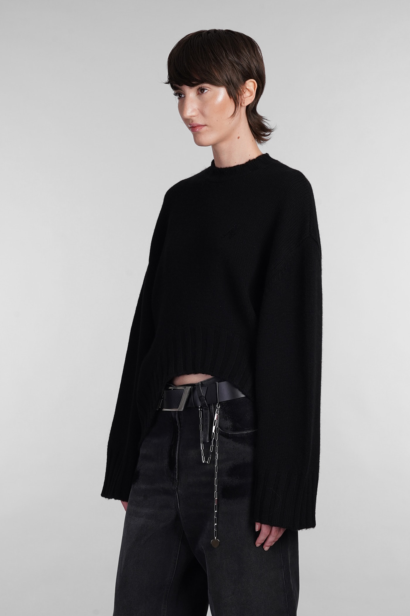 Shop Attico Knitwear In Black Wool